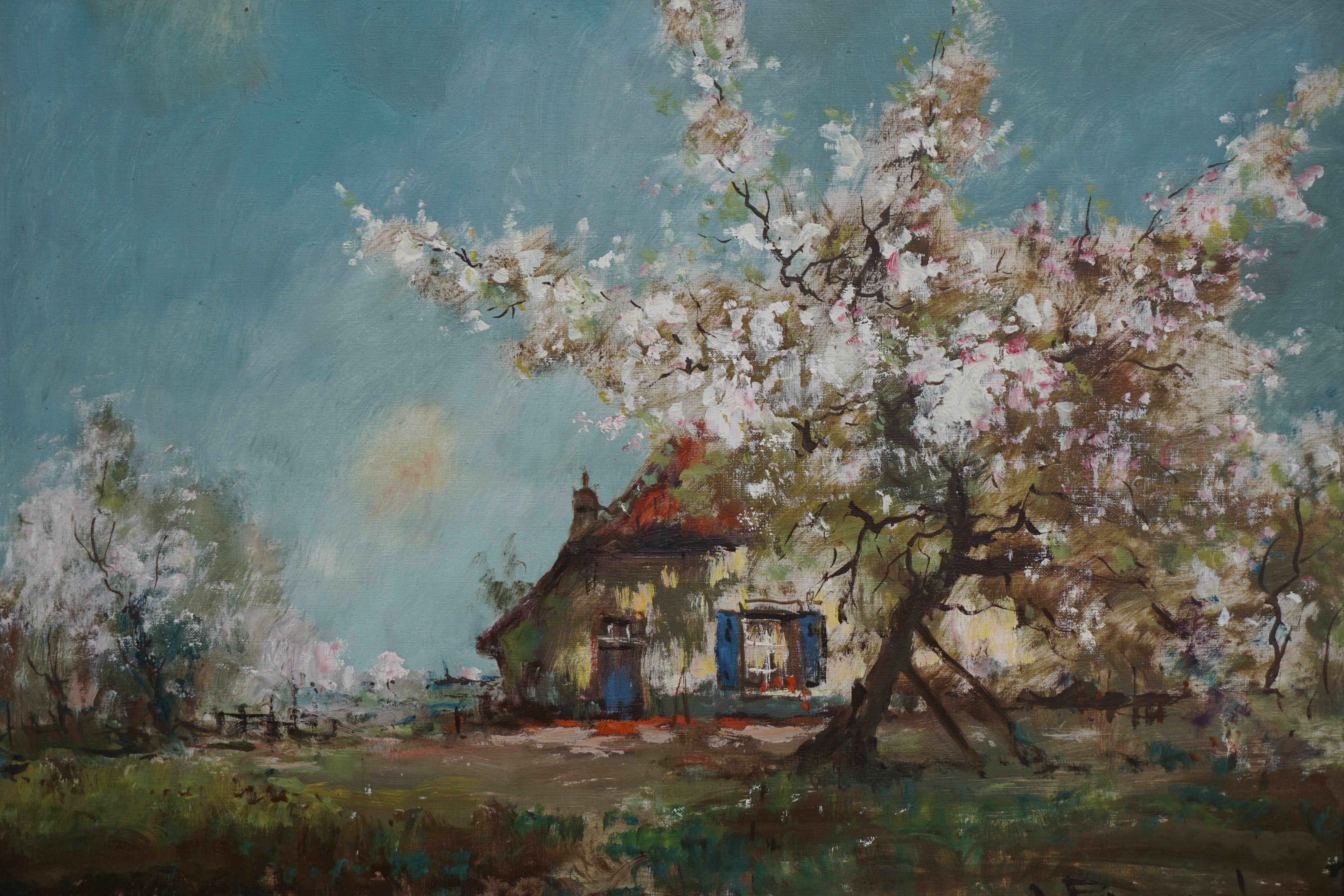 Painting farm on a flowering apple tree by Henri Pauwels (1903-1983) Belgium.

Artist: Henri Joseph Pauwels (Haasdonk 1903 - 1983 Beveren-Waas)
Technique: Oil on canvas
State: Good condition
Signature: Signed by the Artist