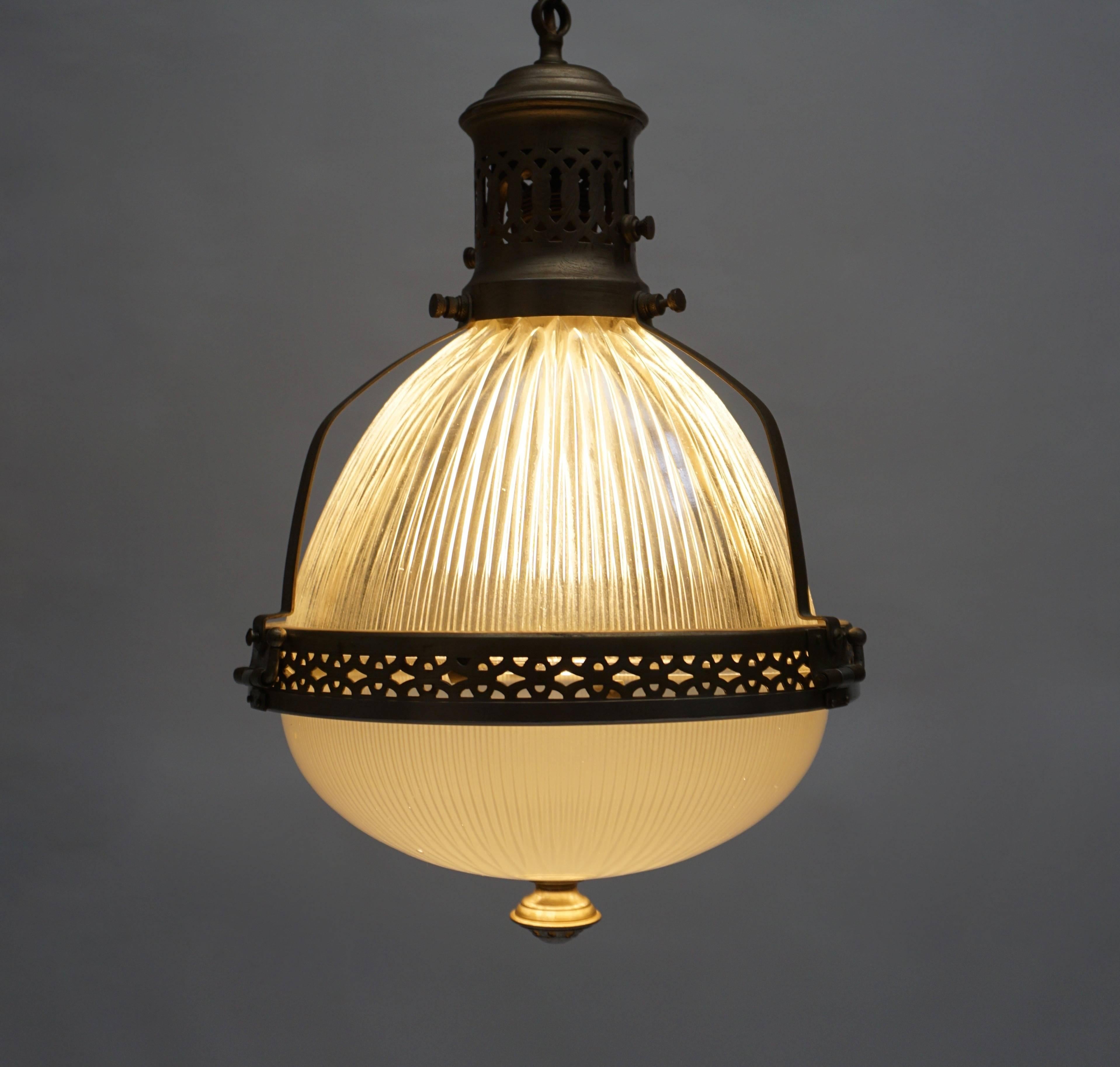 Belgian Italian Murano Glass and Brass Pendant Light