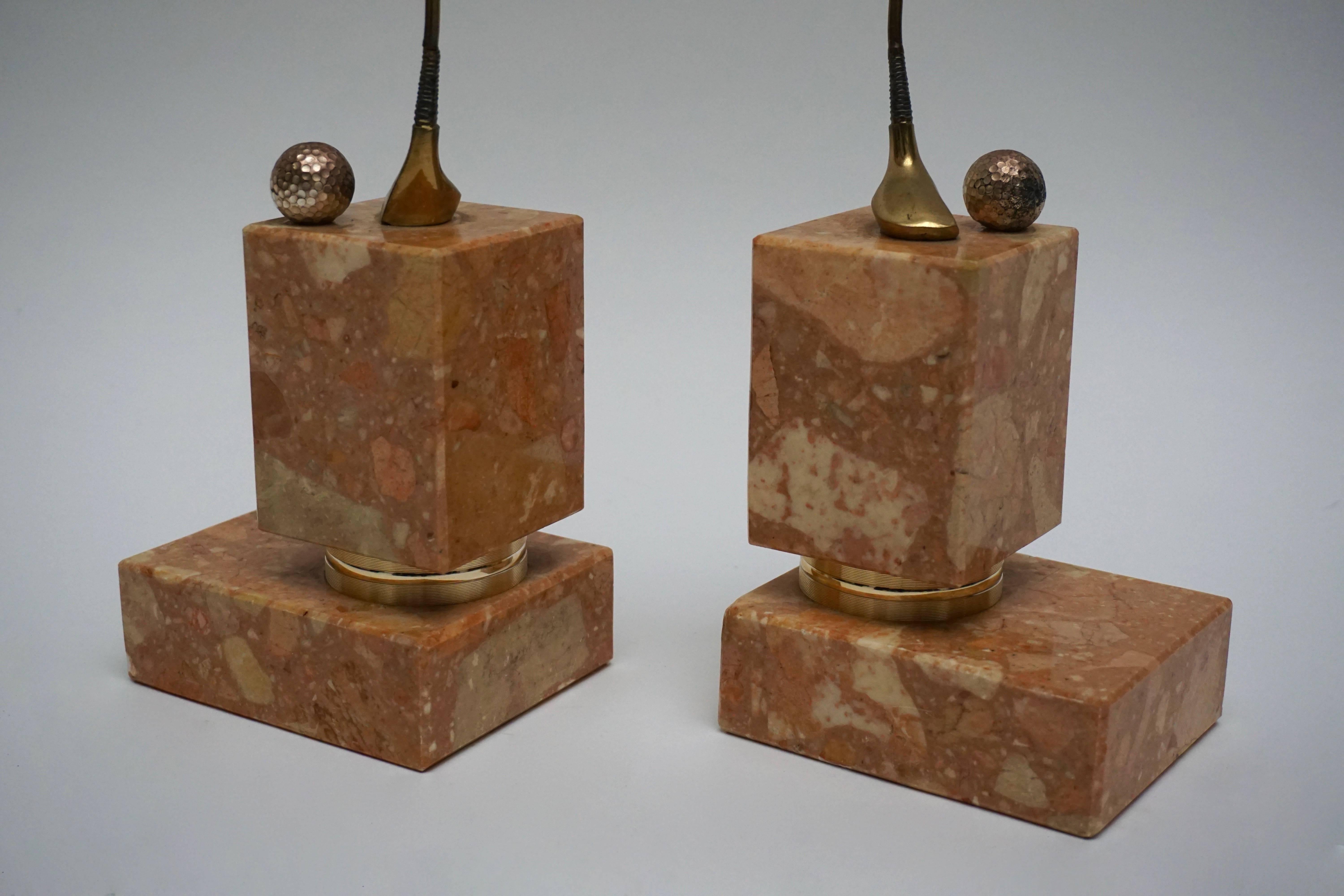 Pair of Marble Bookends Representing the Sport Golf In Good Condition For Sale In Antwerp, BE