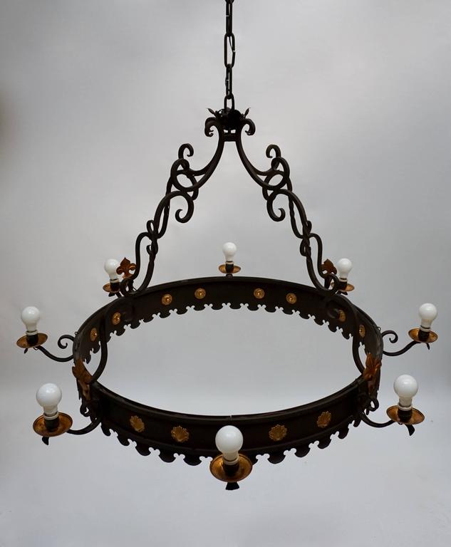One Large Wrought Iron Chandeliers In Good Condition For Sale In Antwerp, BE