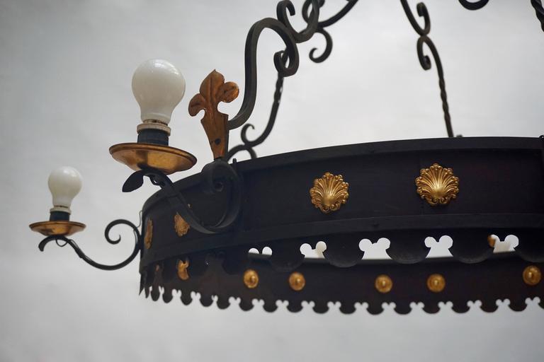 One Large Wrought Iron Chandeliers For Sale 1