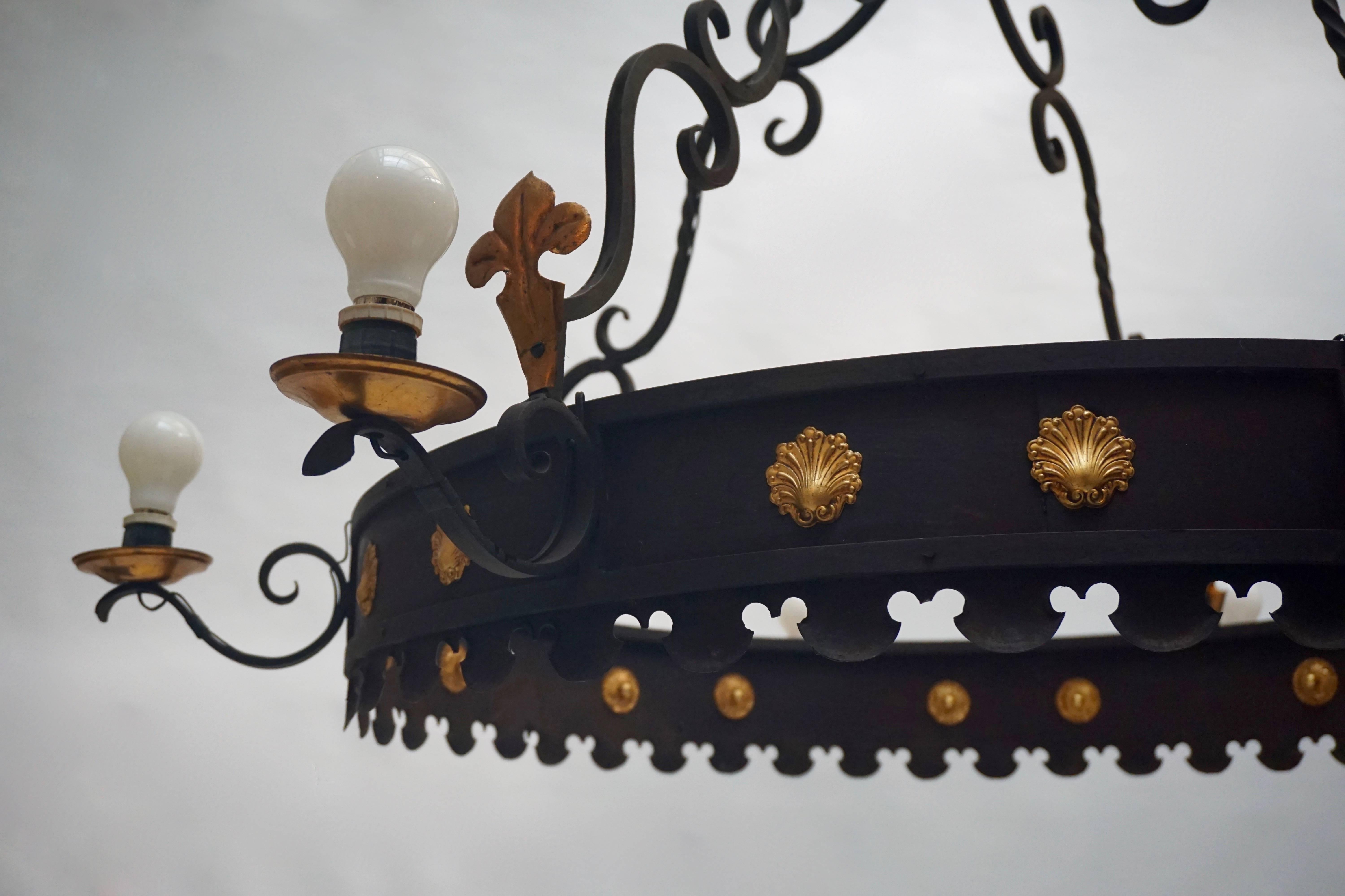One Large Wrought Iron Chandeliers In Good Condition In Antwerp, BE