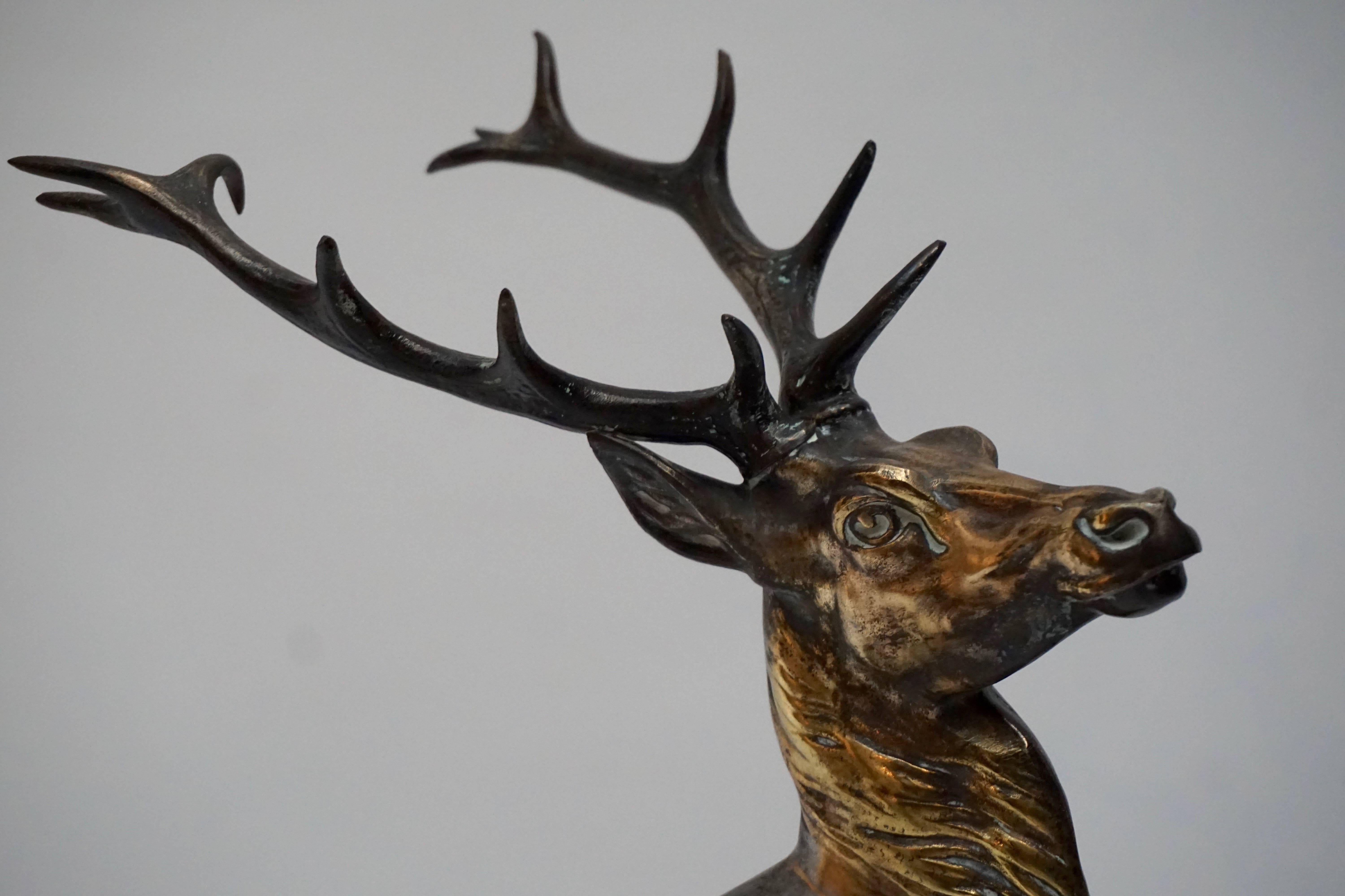 20th Century Art Deco Deer Sculpture on Marble Base