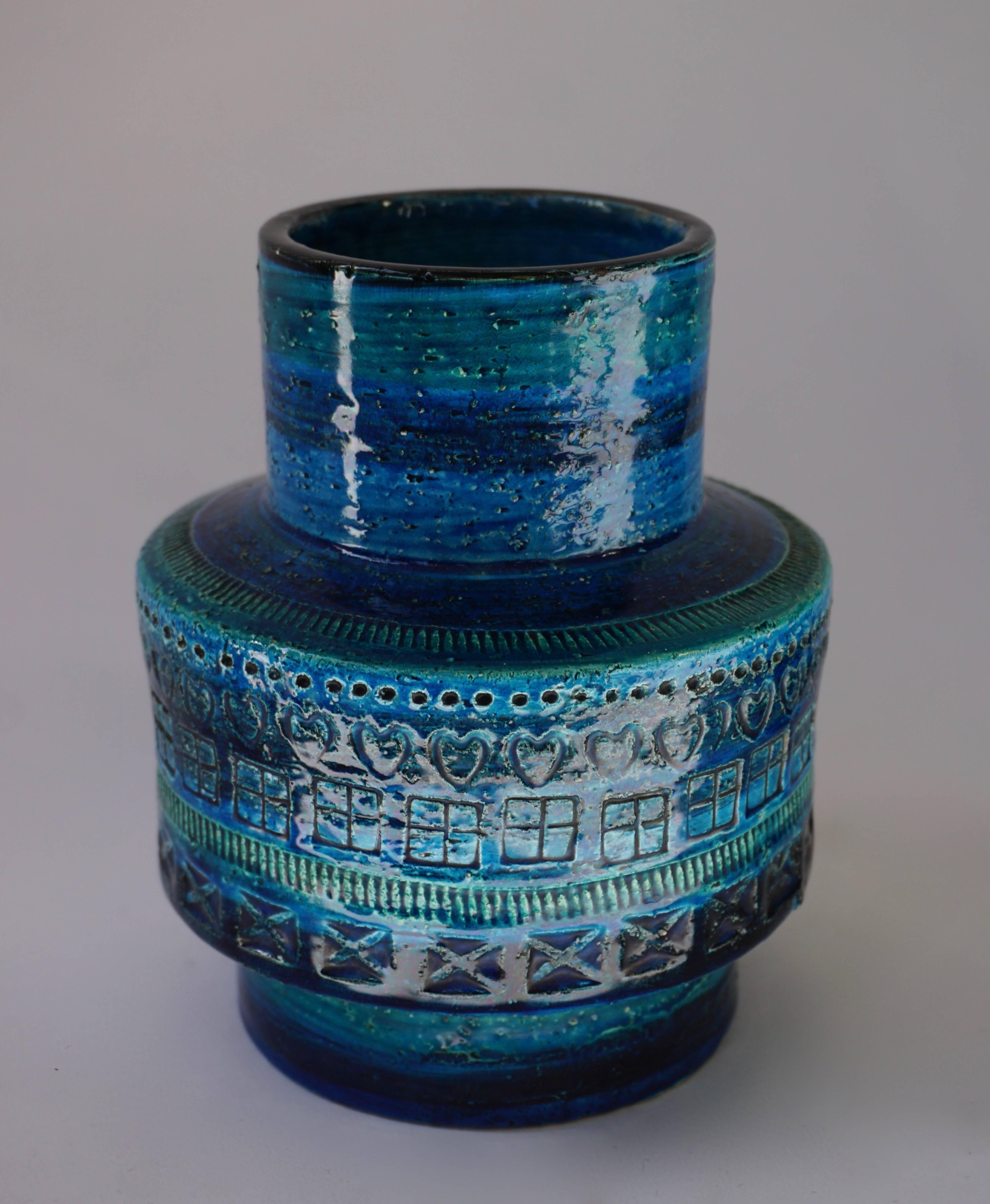 Italian Two Aldo Londi for Bitossi Vases Blue Rimini Collection For Sale