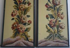 One of Two Framed French Painted Paper Panels