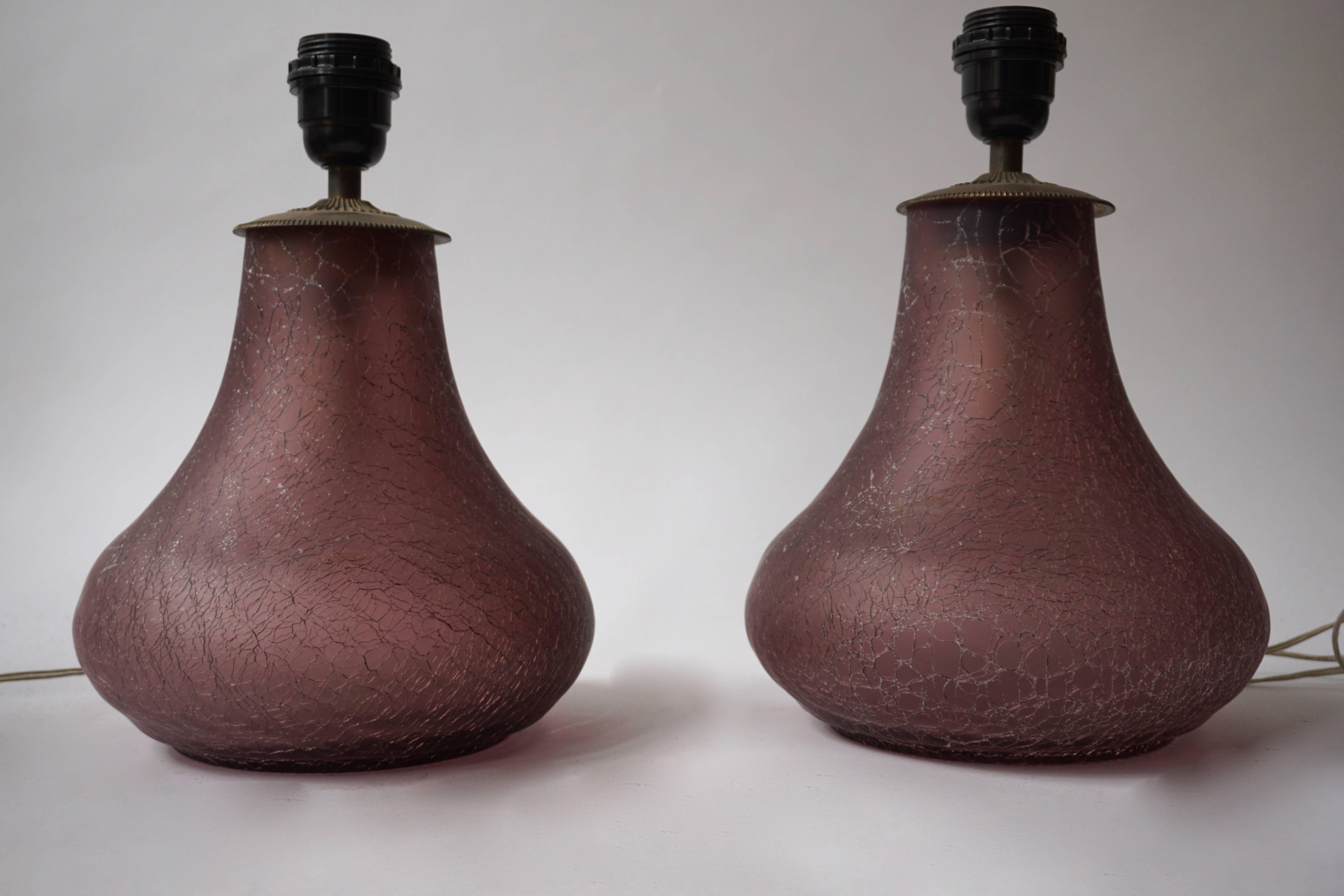 Mid-Century Modern Paire de lampes de bureau en verre de Murano en vente