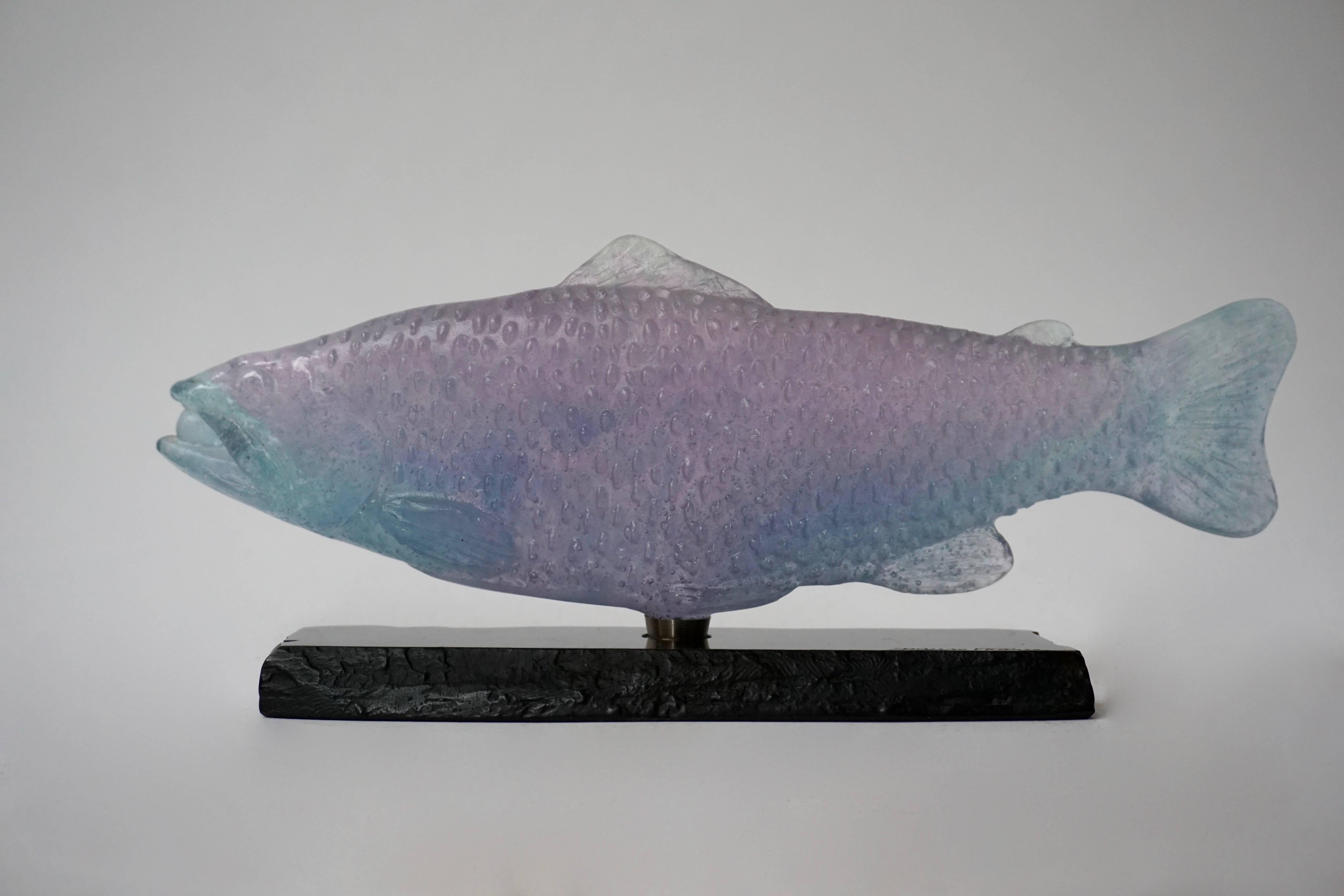 20th Century Sculpture of a Fish on Marble by Daum