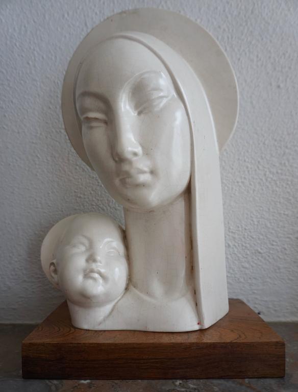Mid-20th Century Stylized Plaster Sculpture of Madonna and Child For ...