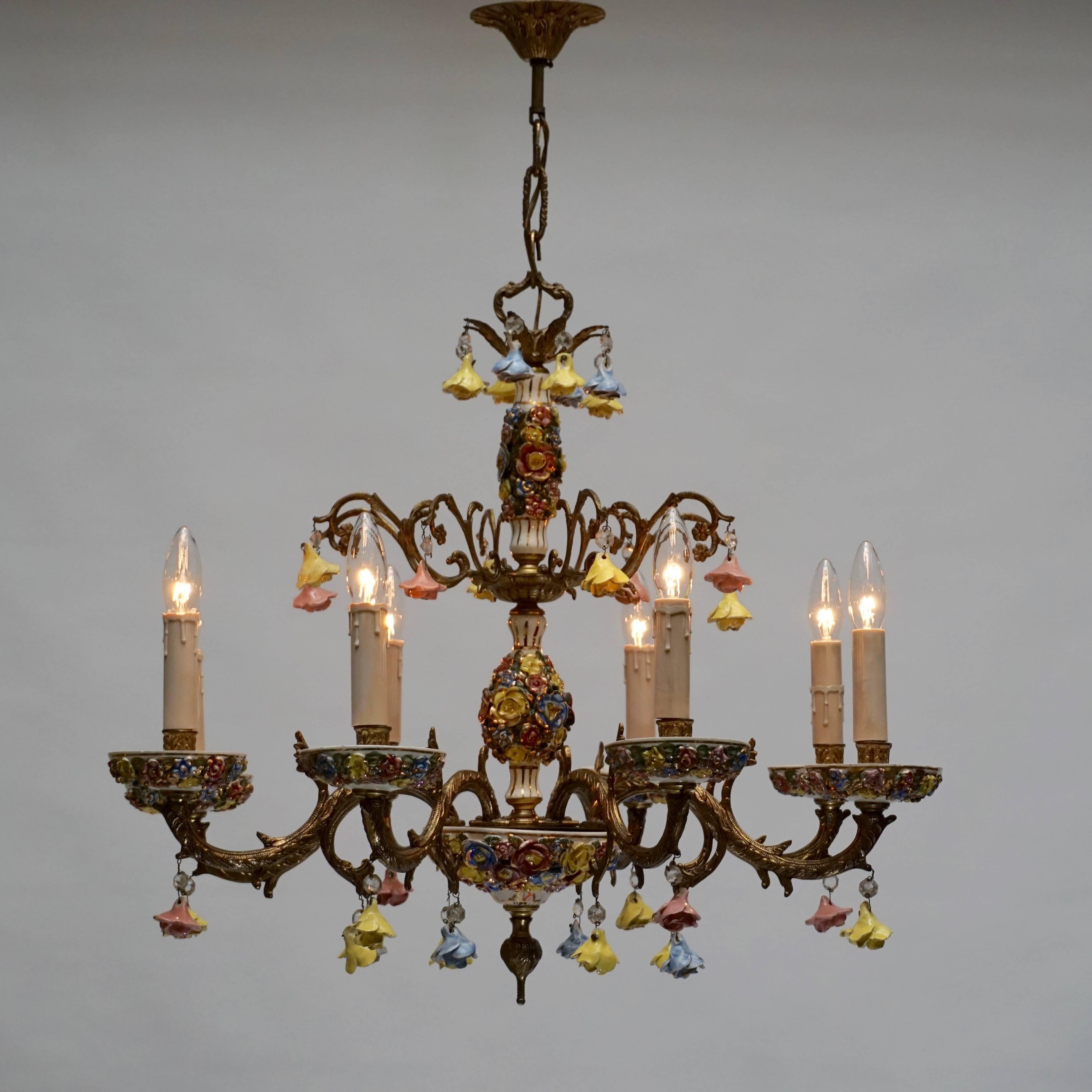 floral brass chandelier
