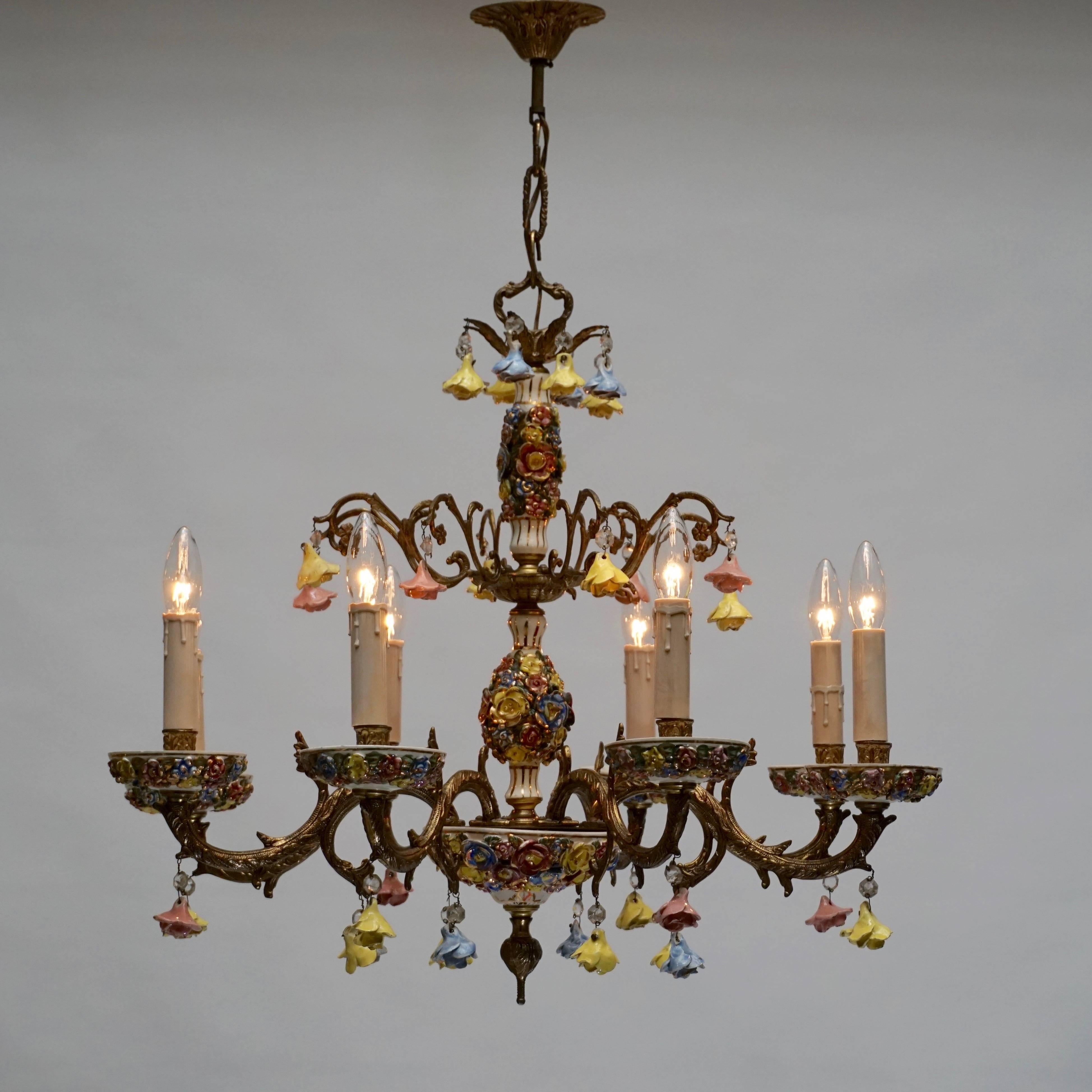 floral brass chandelier