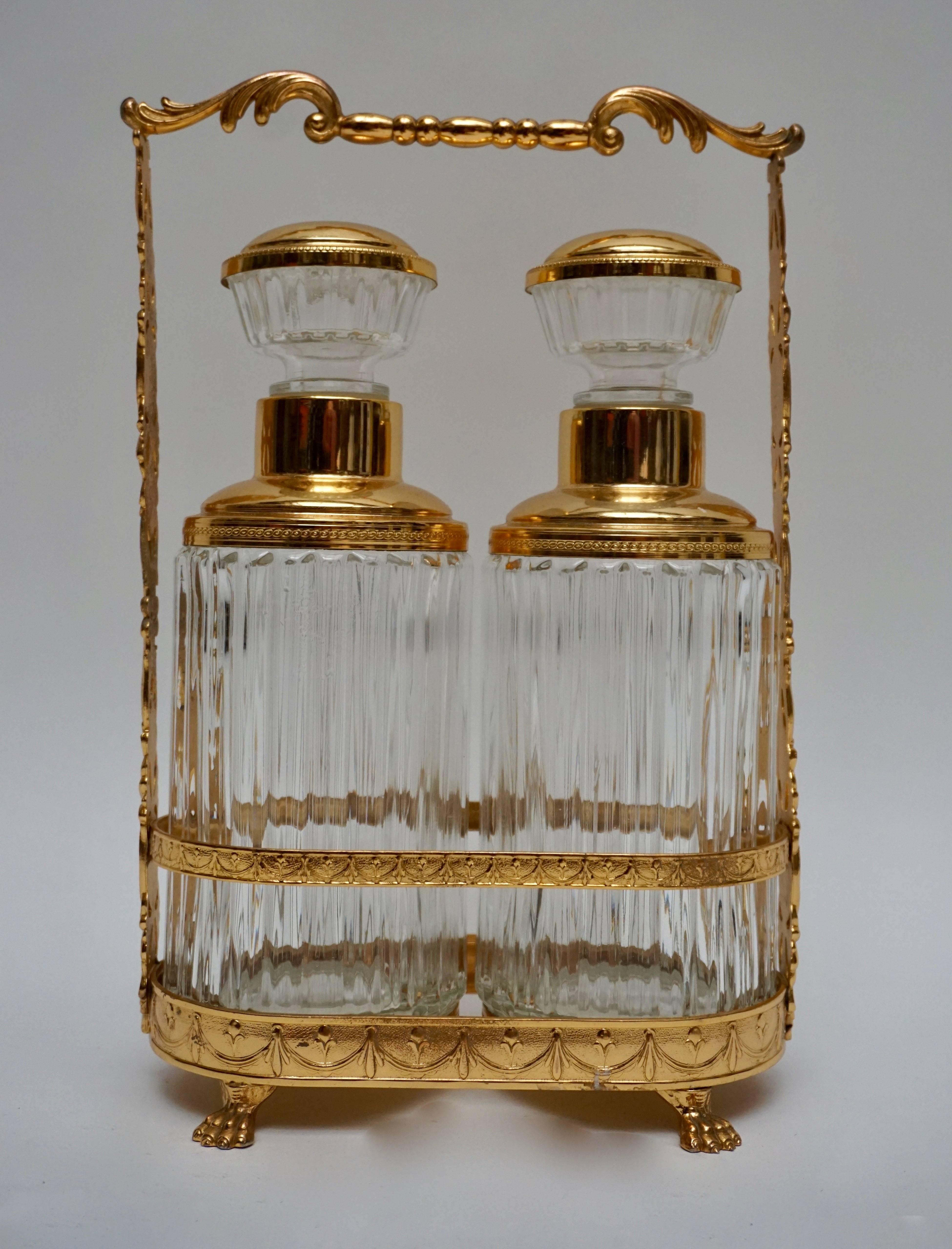 A terrific pair of cut crystal liquor decanters or cocktail bar bottles. 
Measures: Height 32 cm.
 