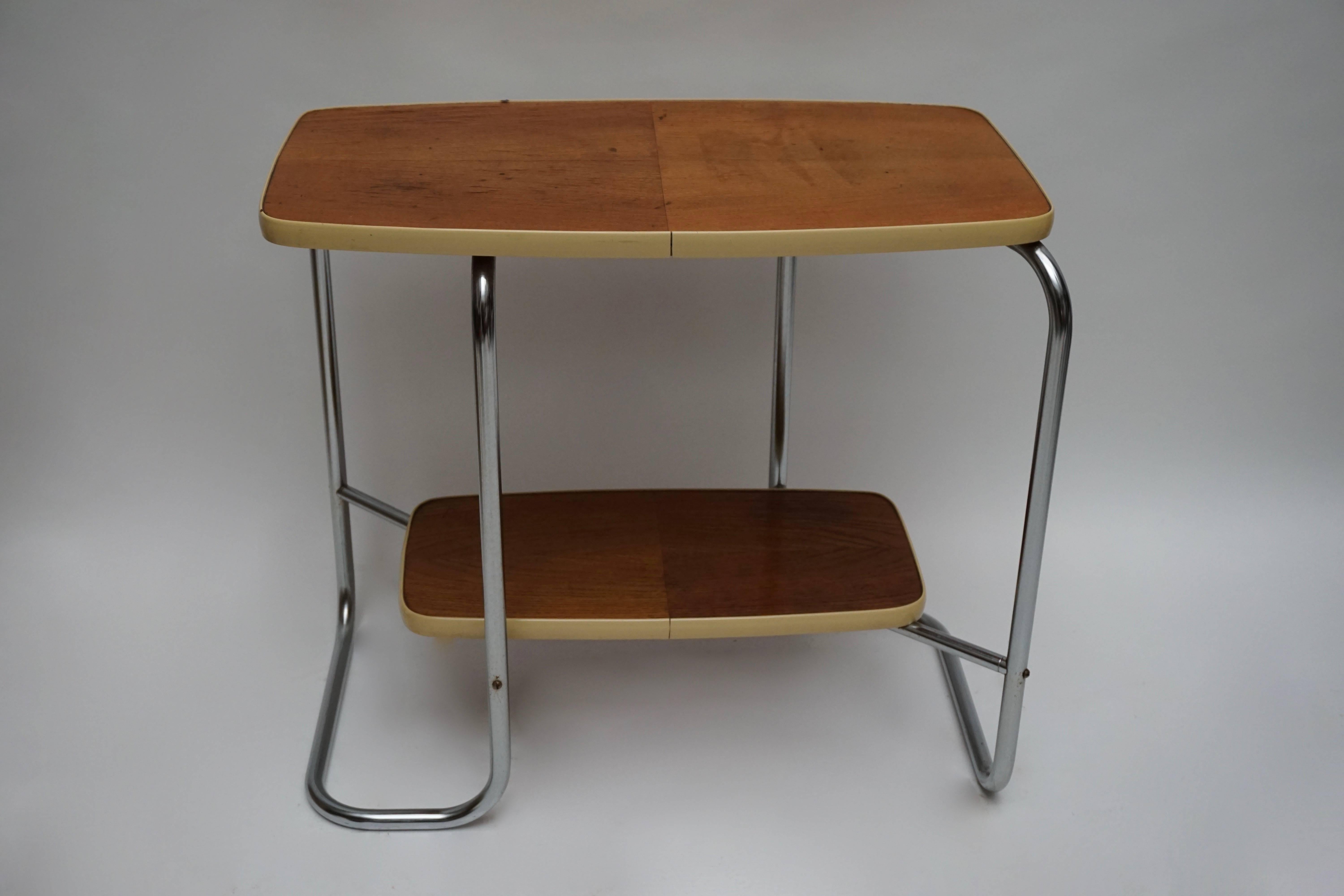 Belgian side table,1950s.
Measures: Height 60 cm.
Width 65 cm.
Depth 36 cm.