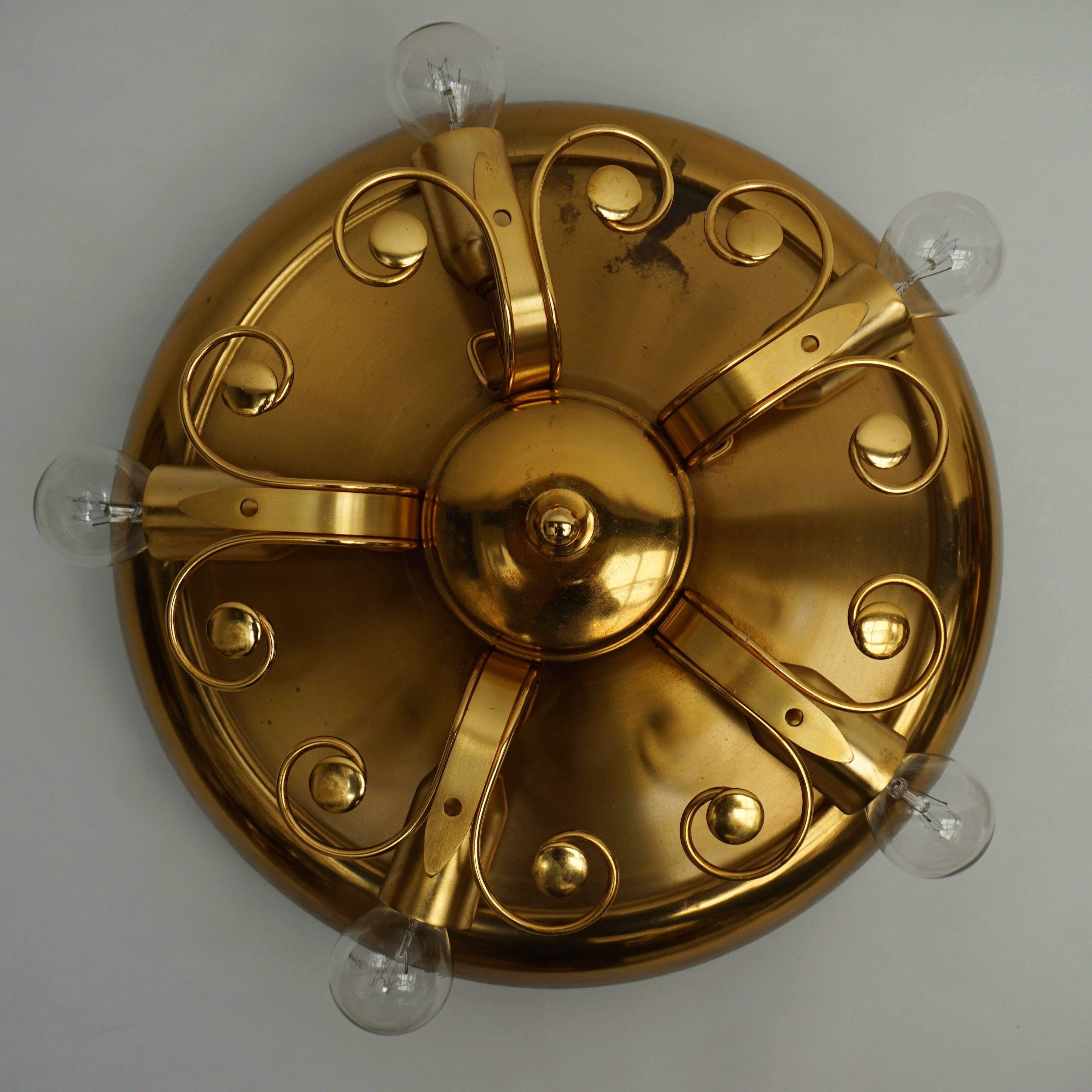 Pair of Brass Flush Mount or Wall Lights In Good Condition In Antwerp, BE