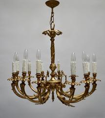 Brass 12-Arm Chandelier