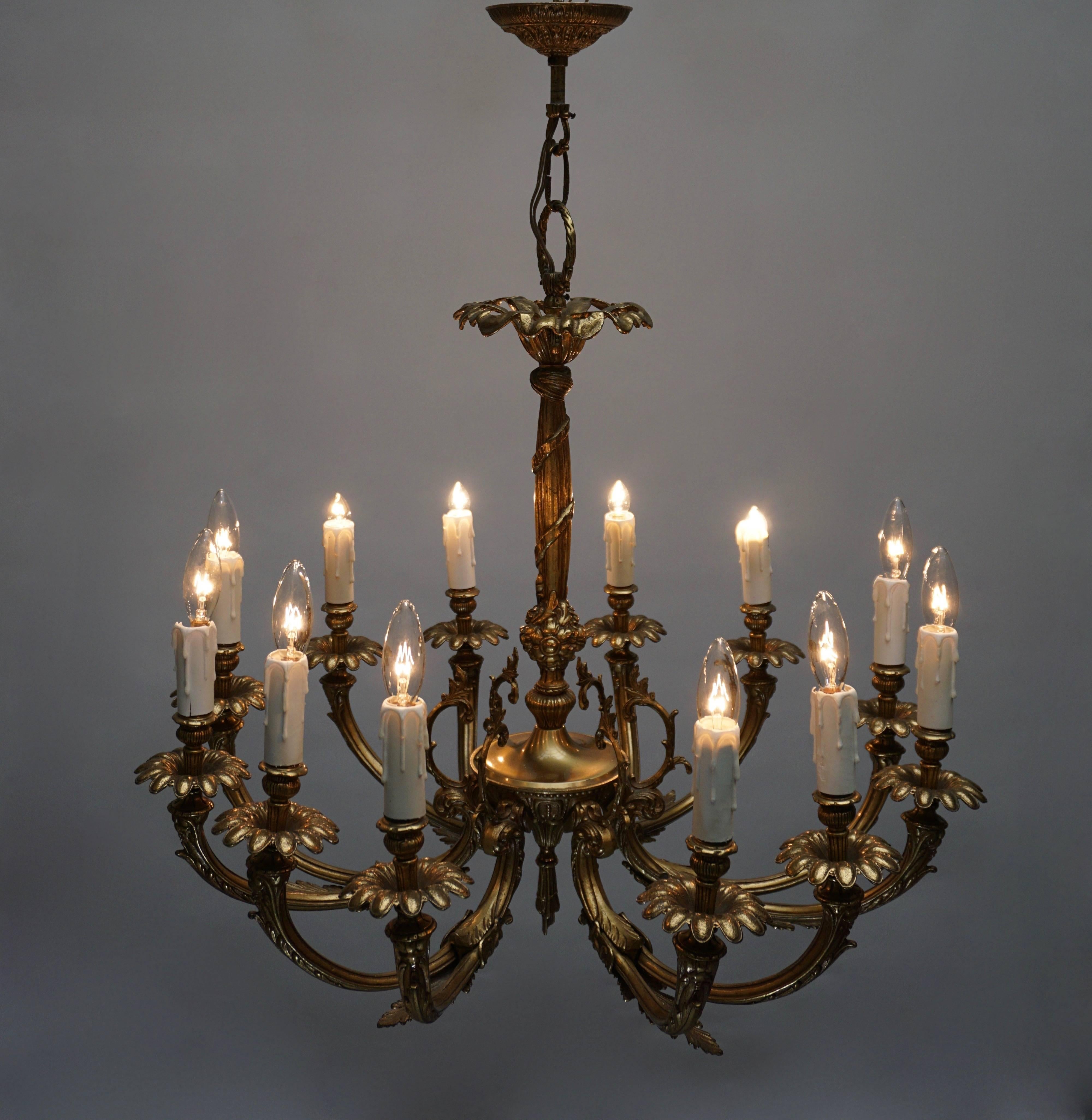 12 arm brass chandelier