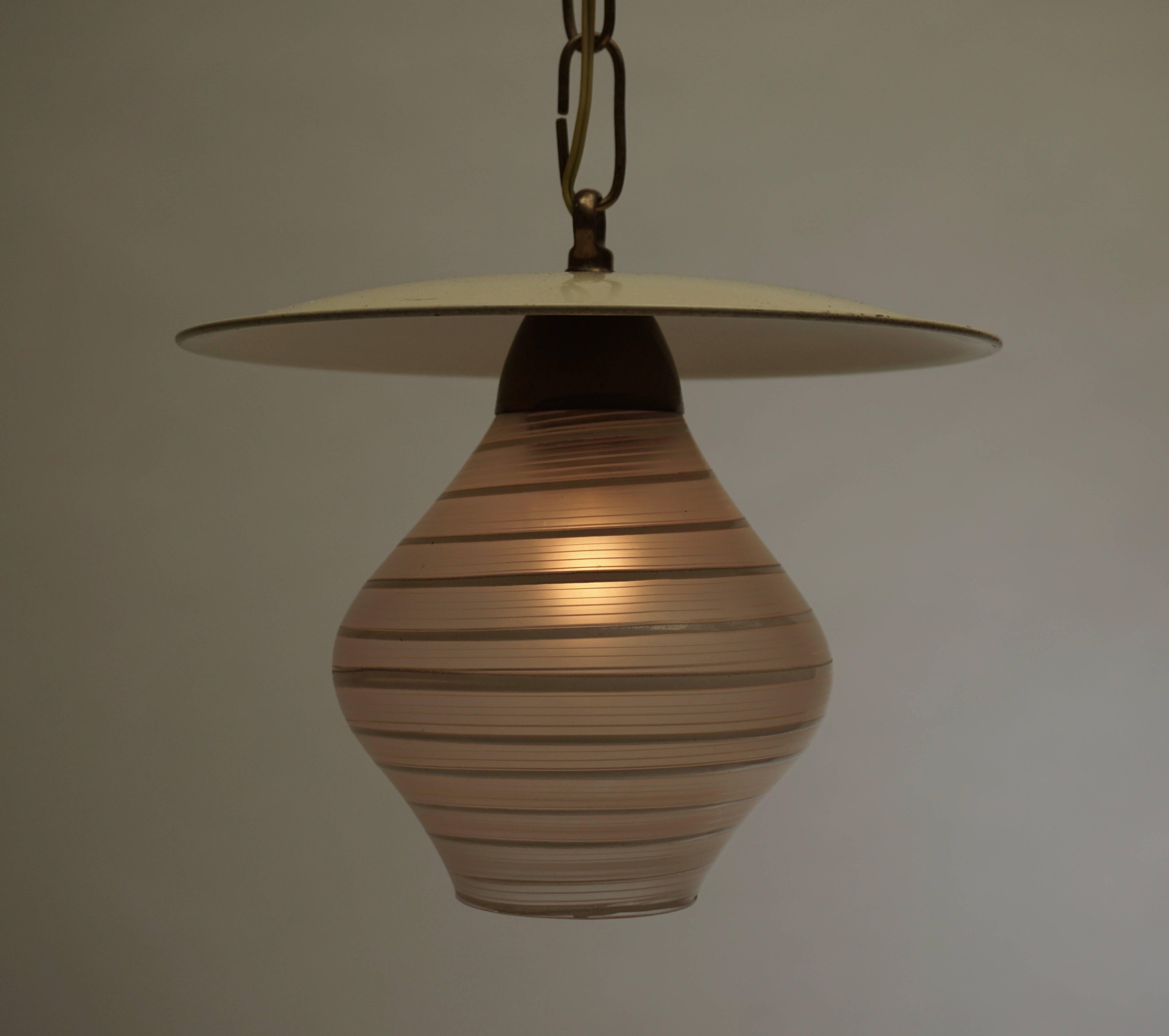 Mid-Century Modern Lampe à suspension en verre de Murano en vente