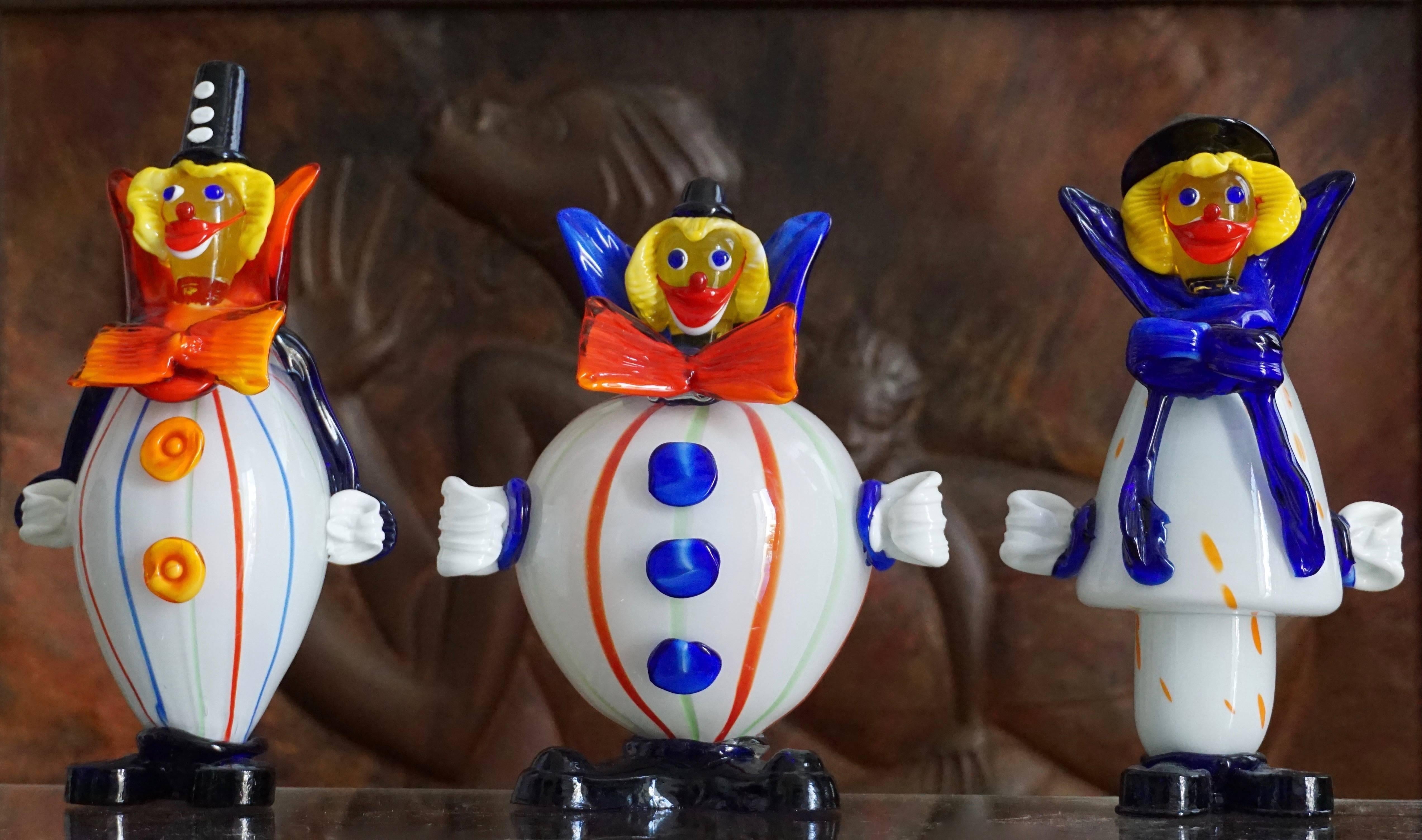 Set of Three Murano Glass Clowns In Excellent Condition For Sale In Antwerp, BE