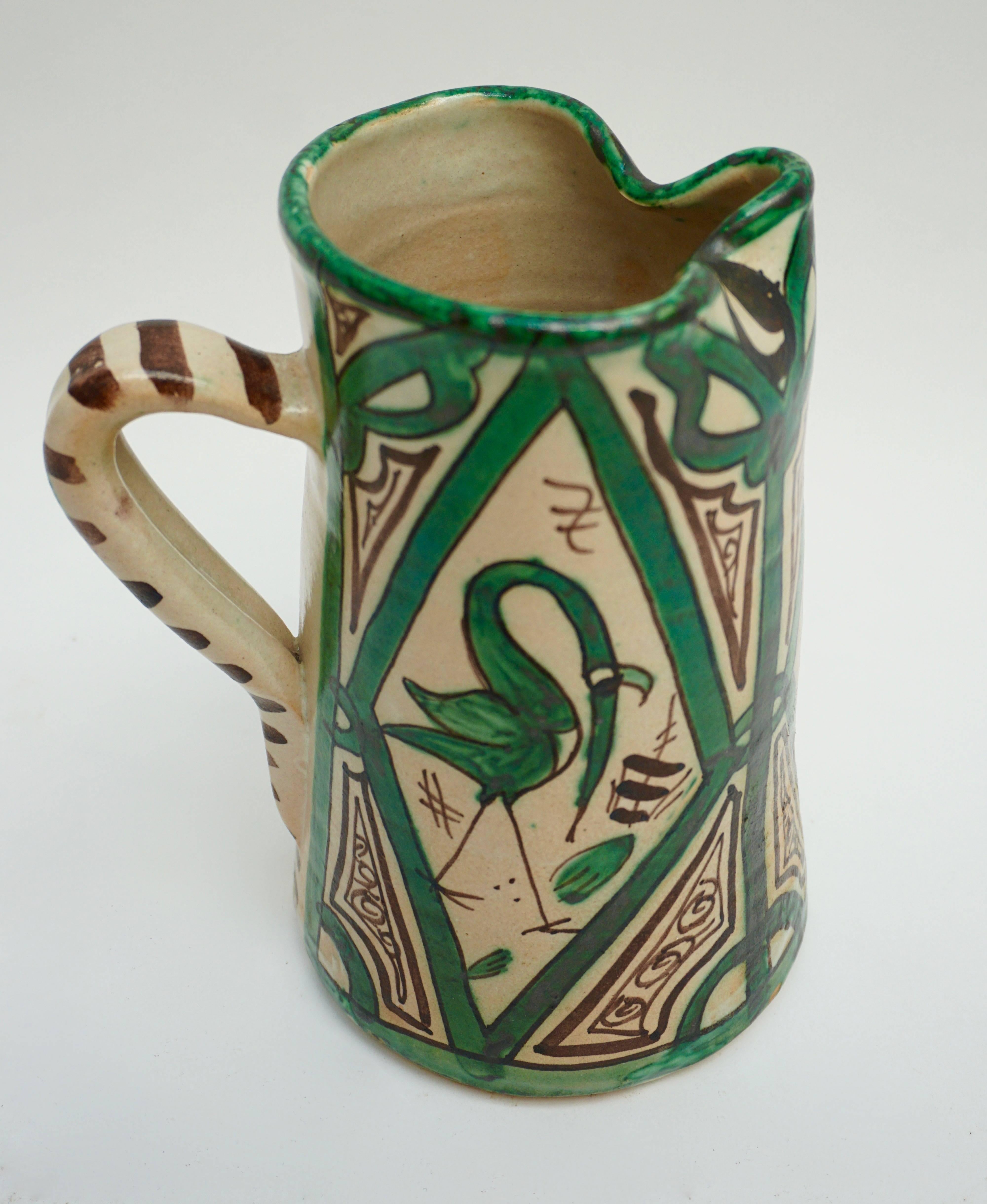 Mid-Century Modern Spanish Ceramic Pitcher, Signed by Domingo Punter