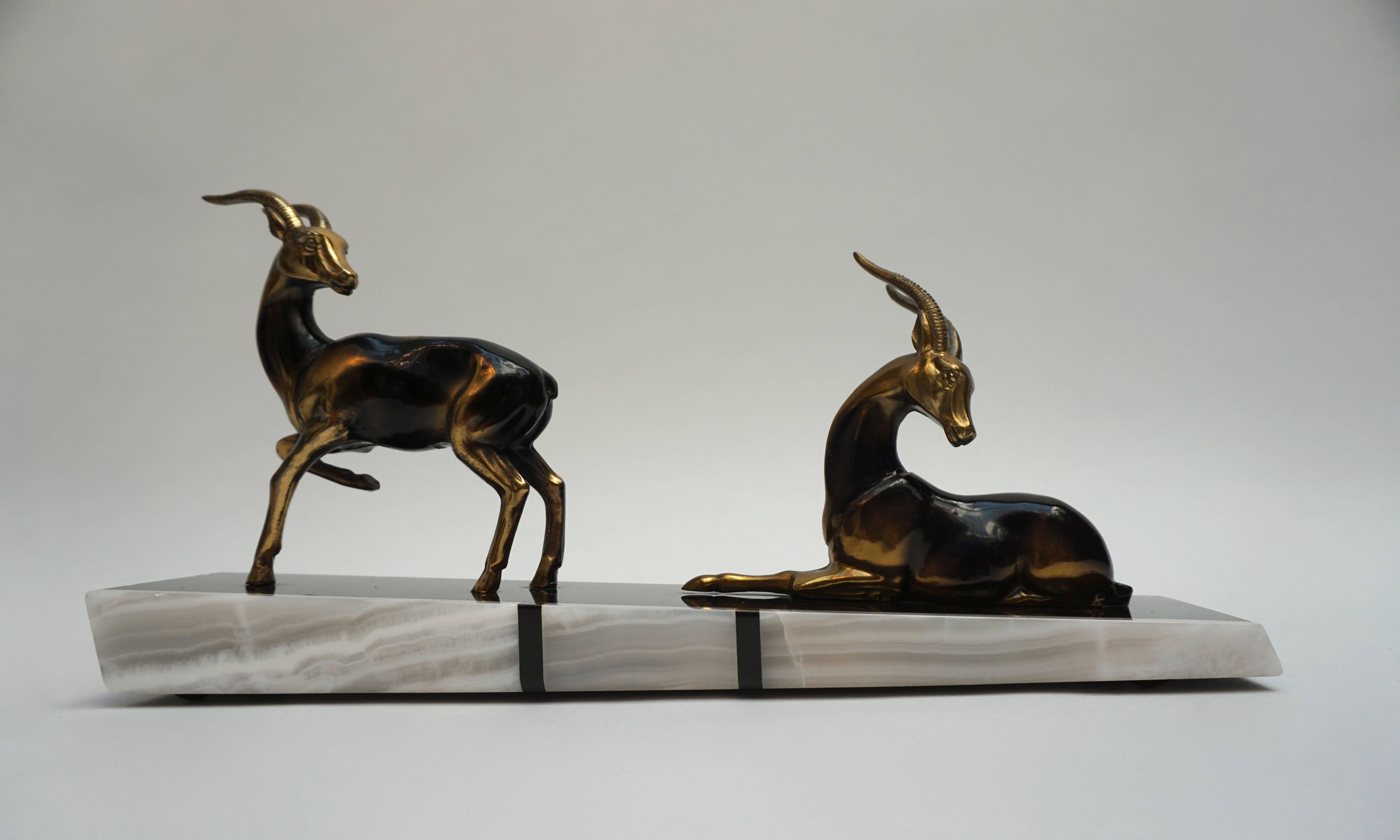 French Art Deco Style Patinated Metal Animal Sculpture In Good Condition For Sale In Antwerp, BE