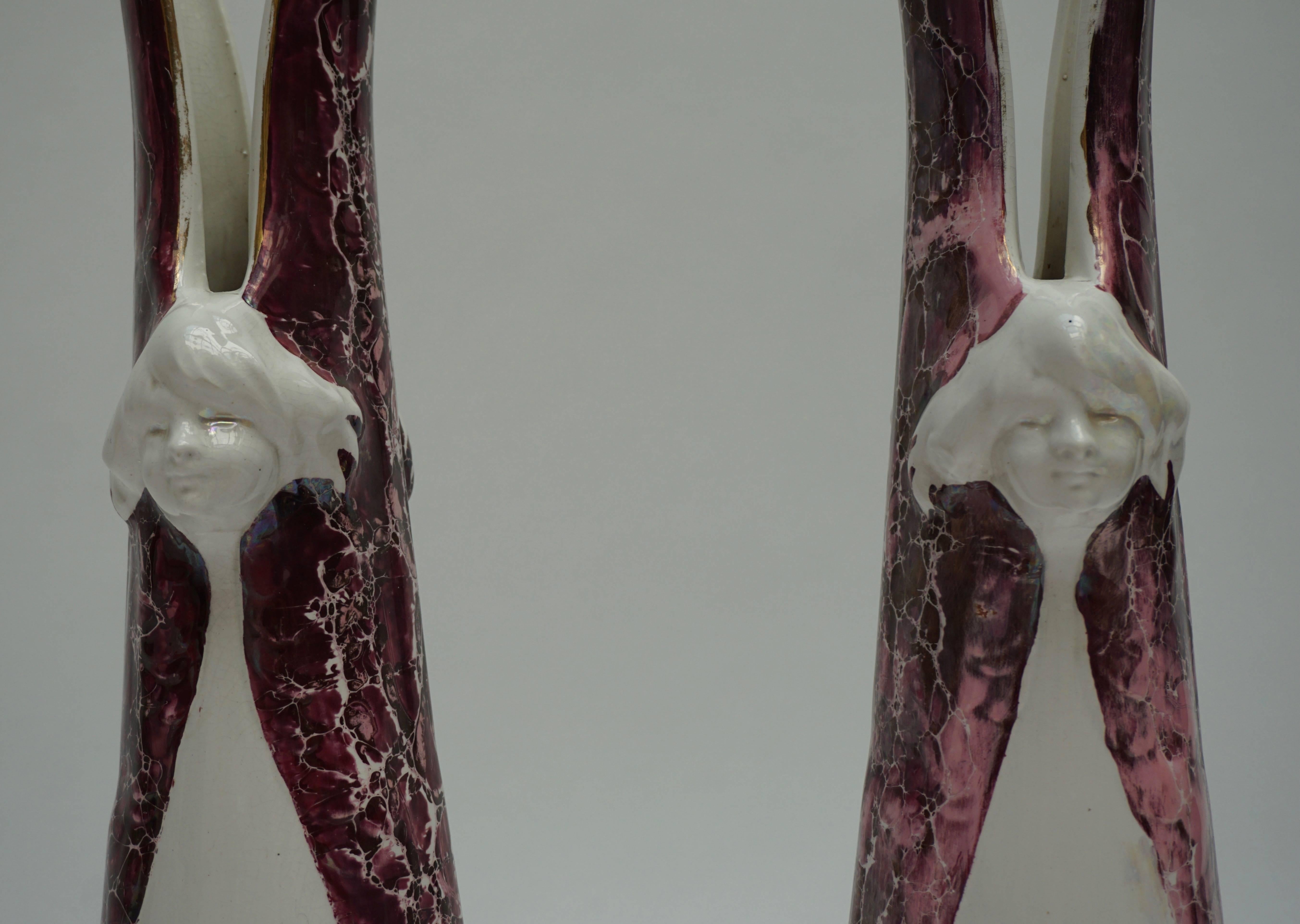 Paar Vasen aus Keramik, hergestellt in Belgien im Zustand „Hervorragend“ im Angebot in Antwerp, BE