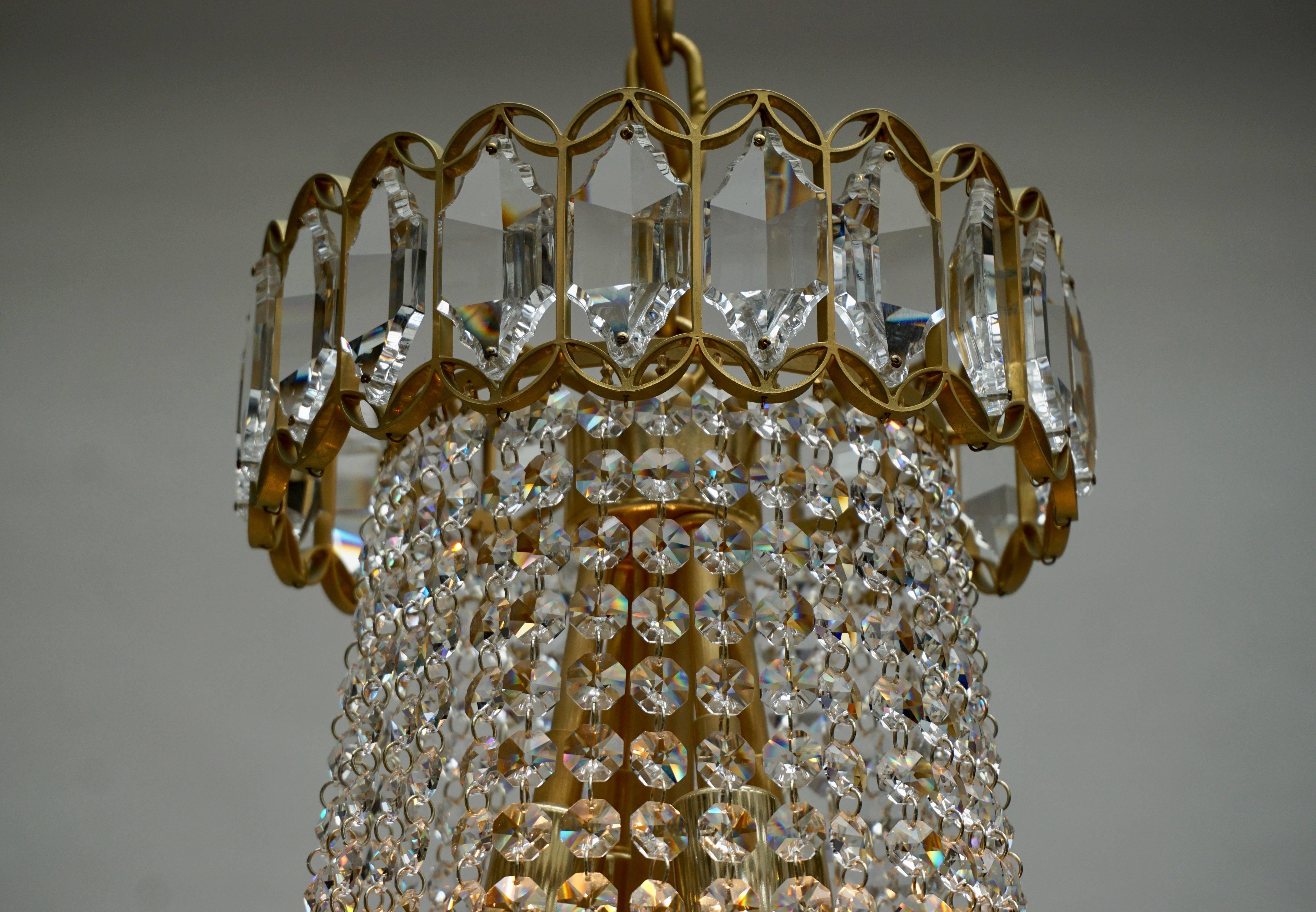 Crystal and Brass Chandelier 4