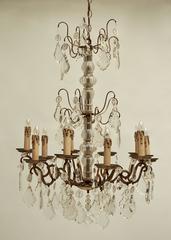 Brass and Cristal Glass Chandelier
