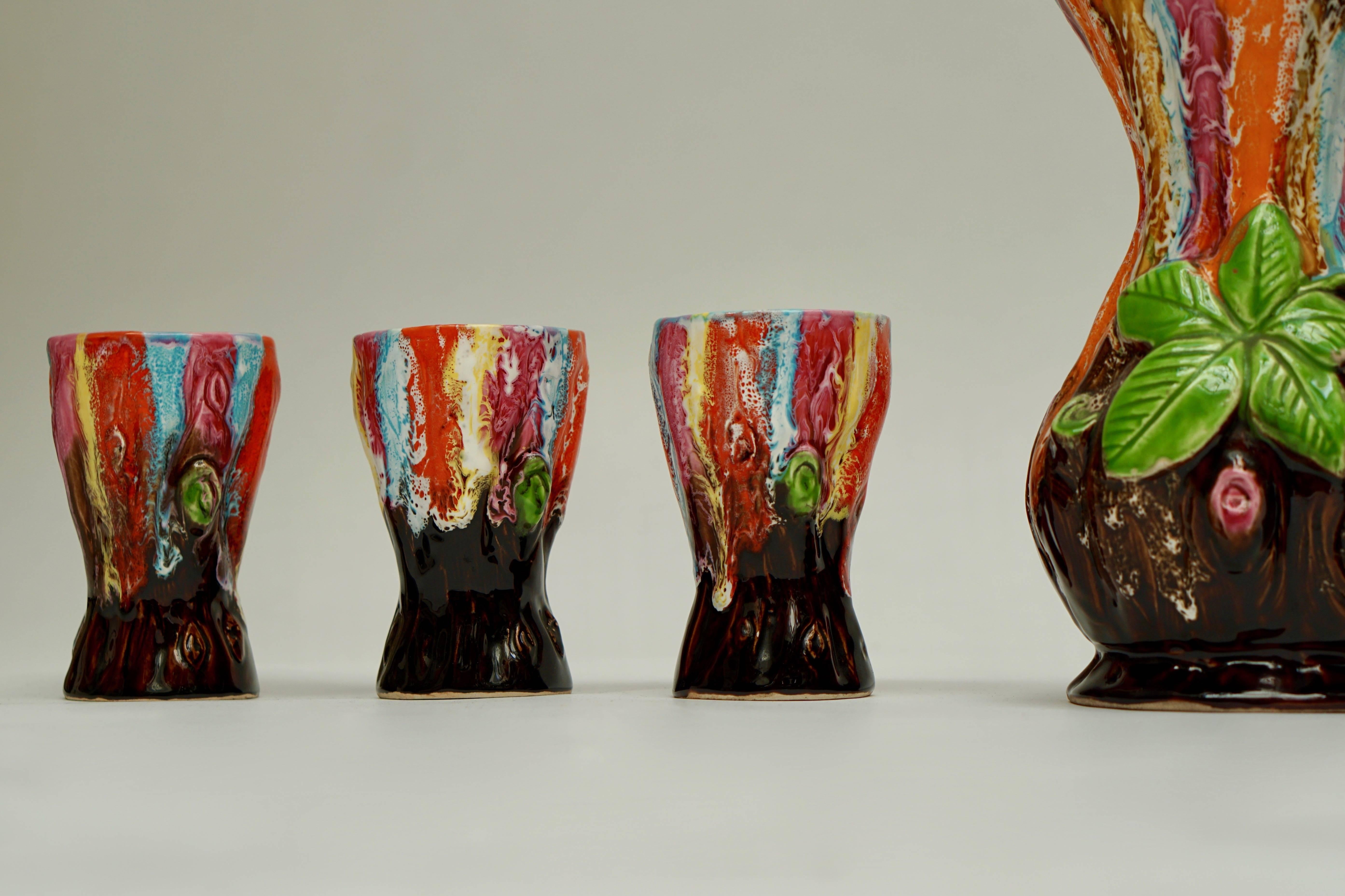 Mid-Century Modern Vallauris Ceramic Drinking Set