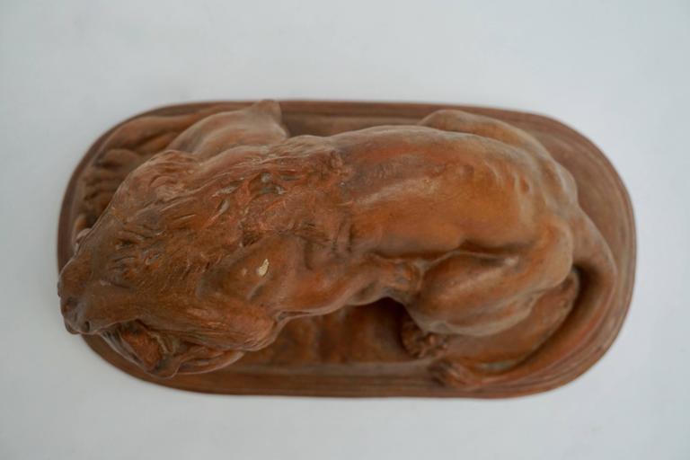 Terracotta Lion Sculpture For Sale 2