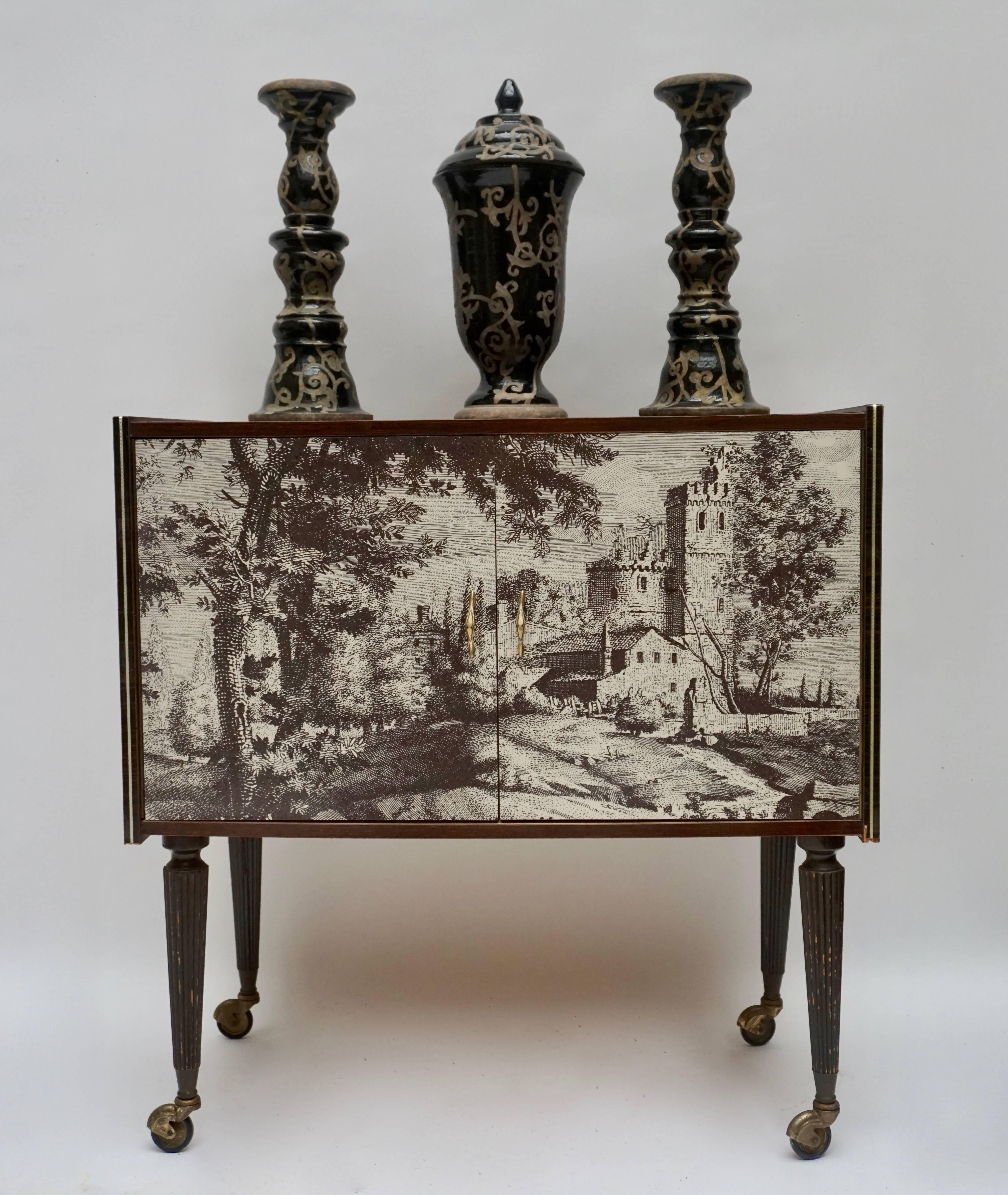 Art Nouveau Set of Two Candlesticks and a Vase