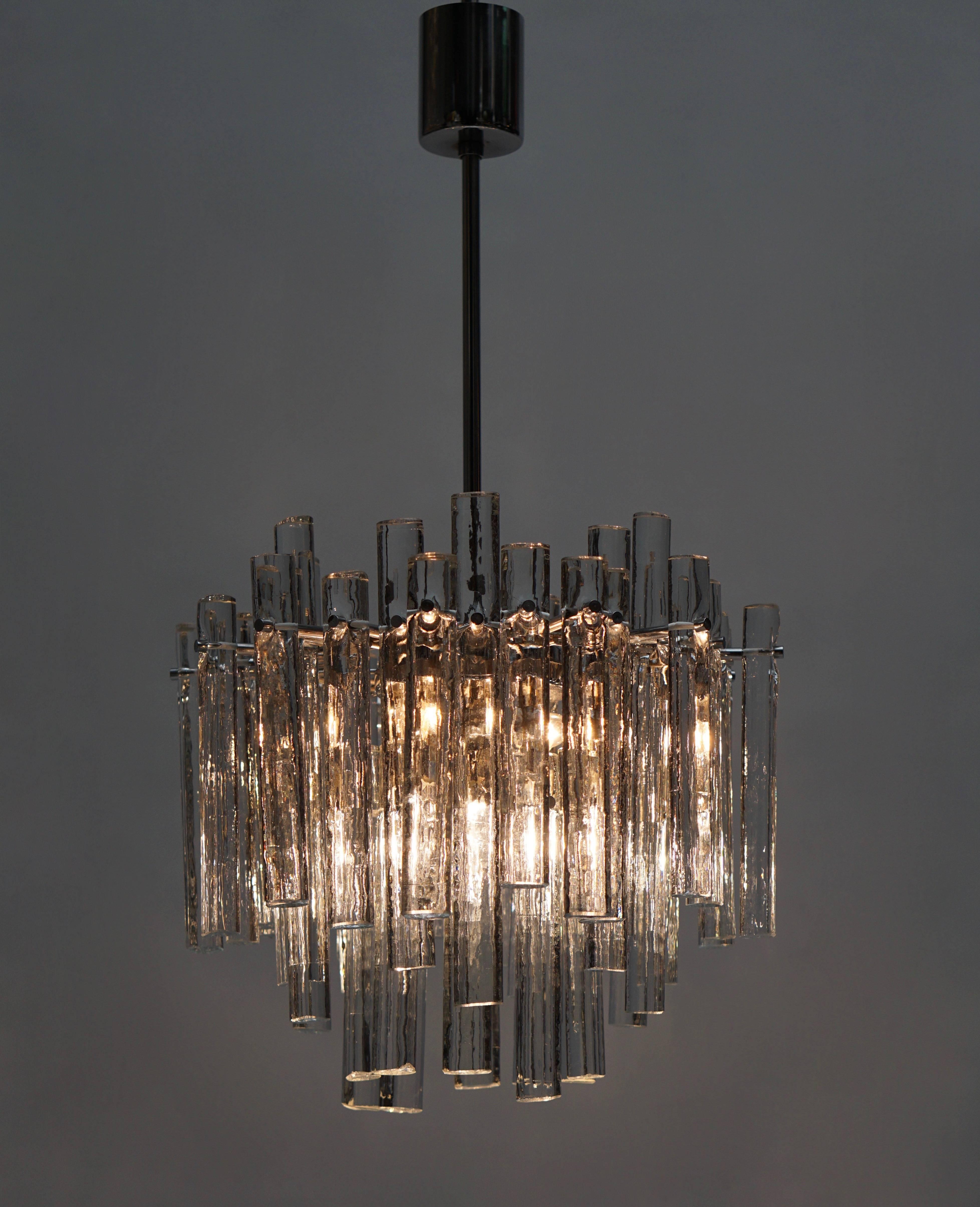 Gilt Metal Crystal Glass Chandelier by Kinkeldey For Sale 1