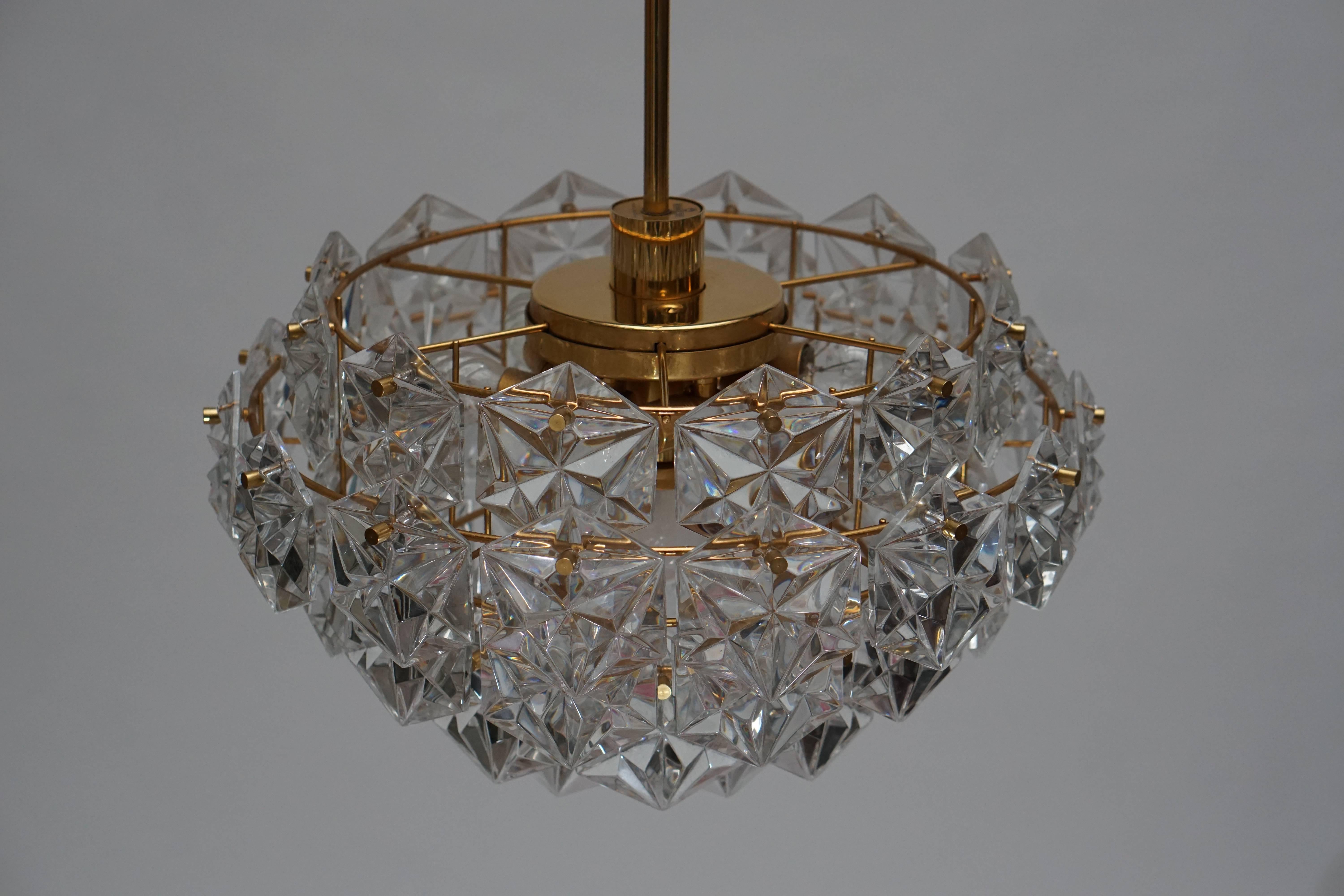 Mid-Century Modern Chandelier, Gold-Plated with Molded-Crystals, Kinkeldey For Sale 3
