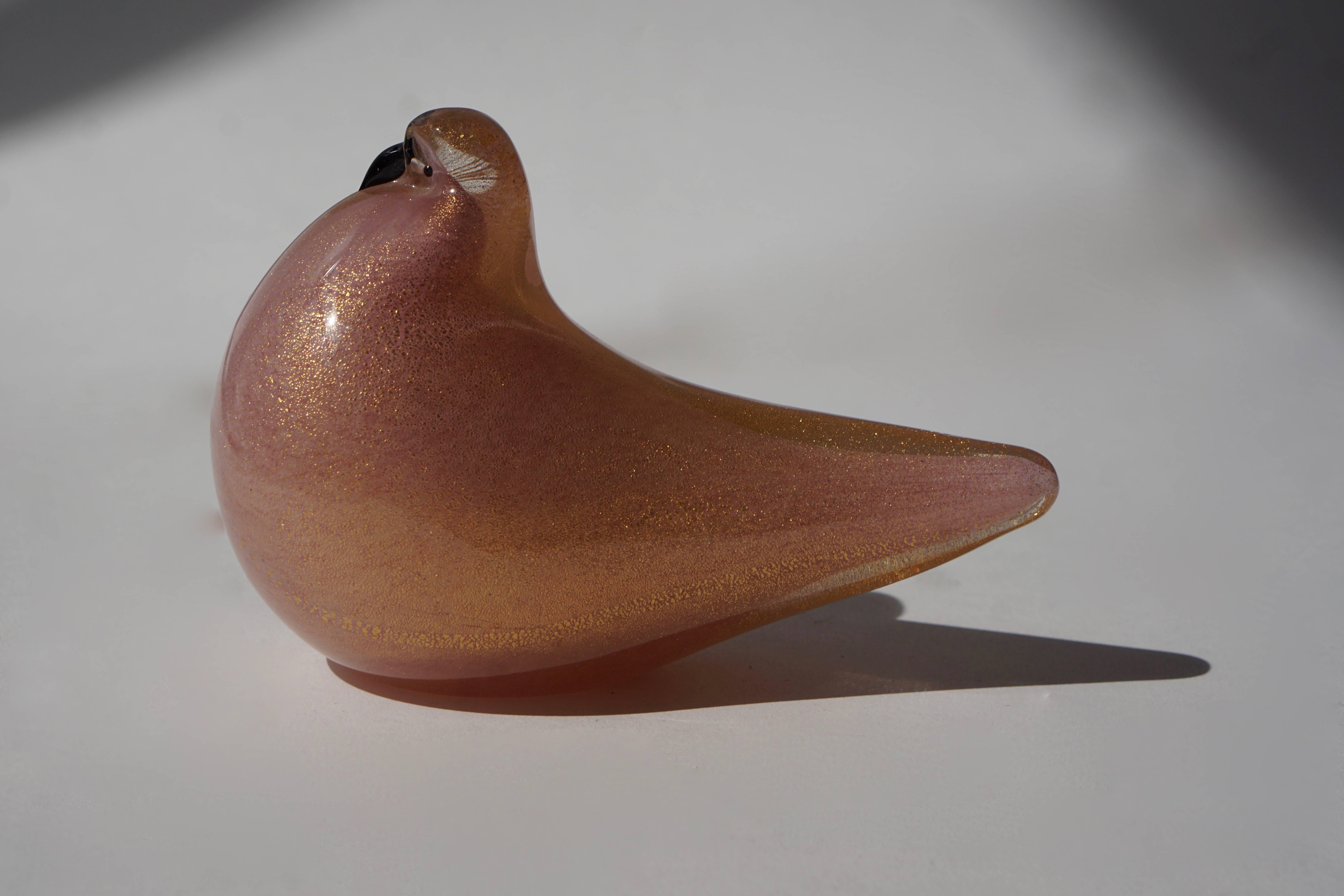  Italian Murano Glass Dove Signed by Barovier and Toso For Sale 1