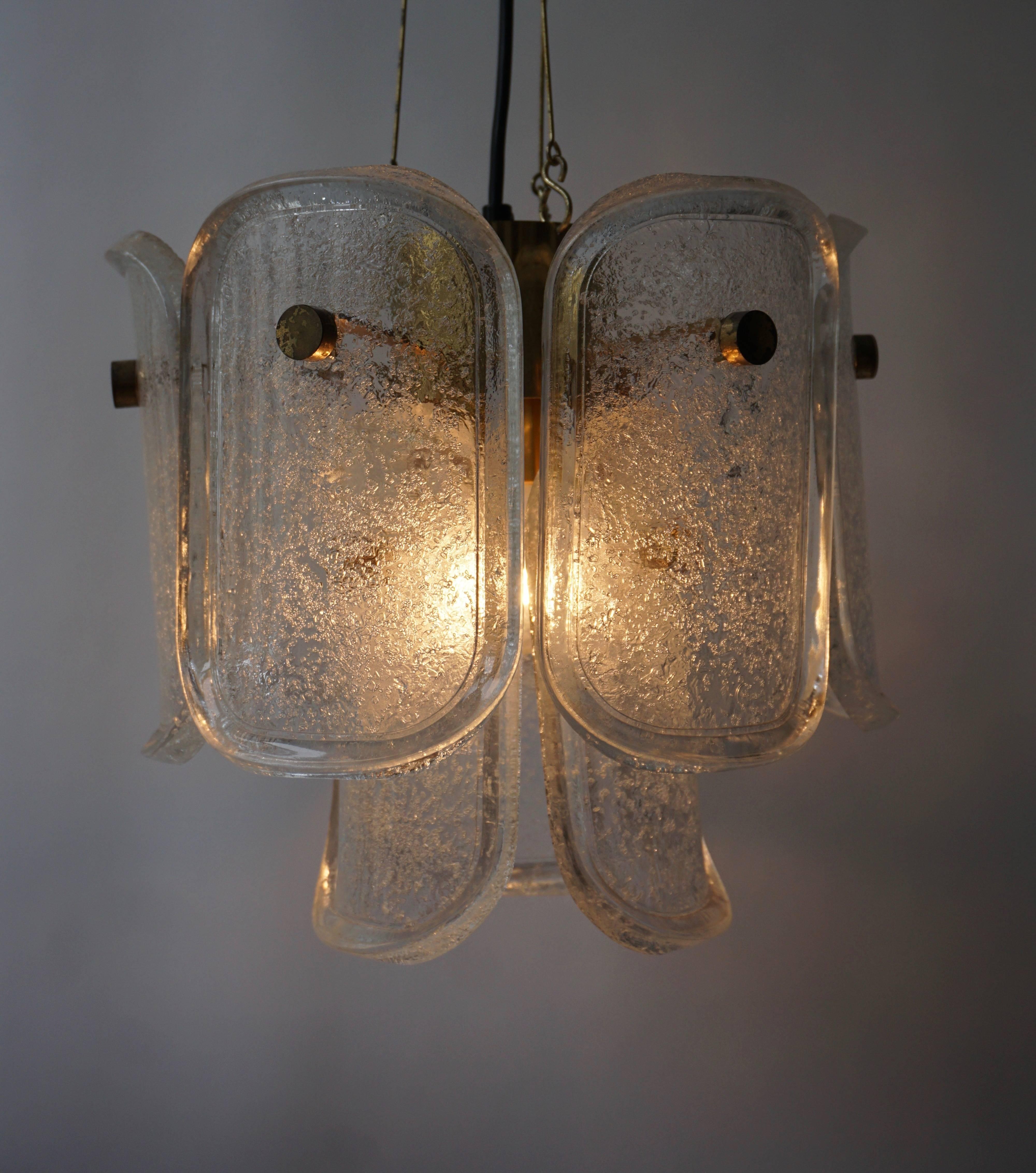 Brass Murano Glass Pendant Light