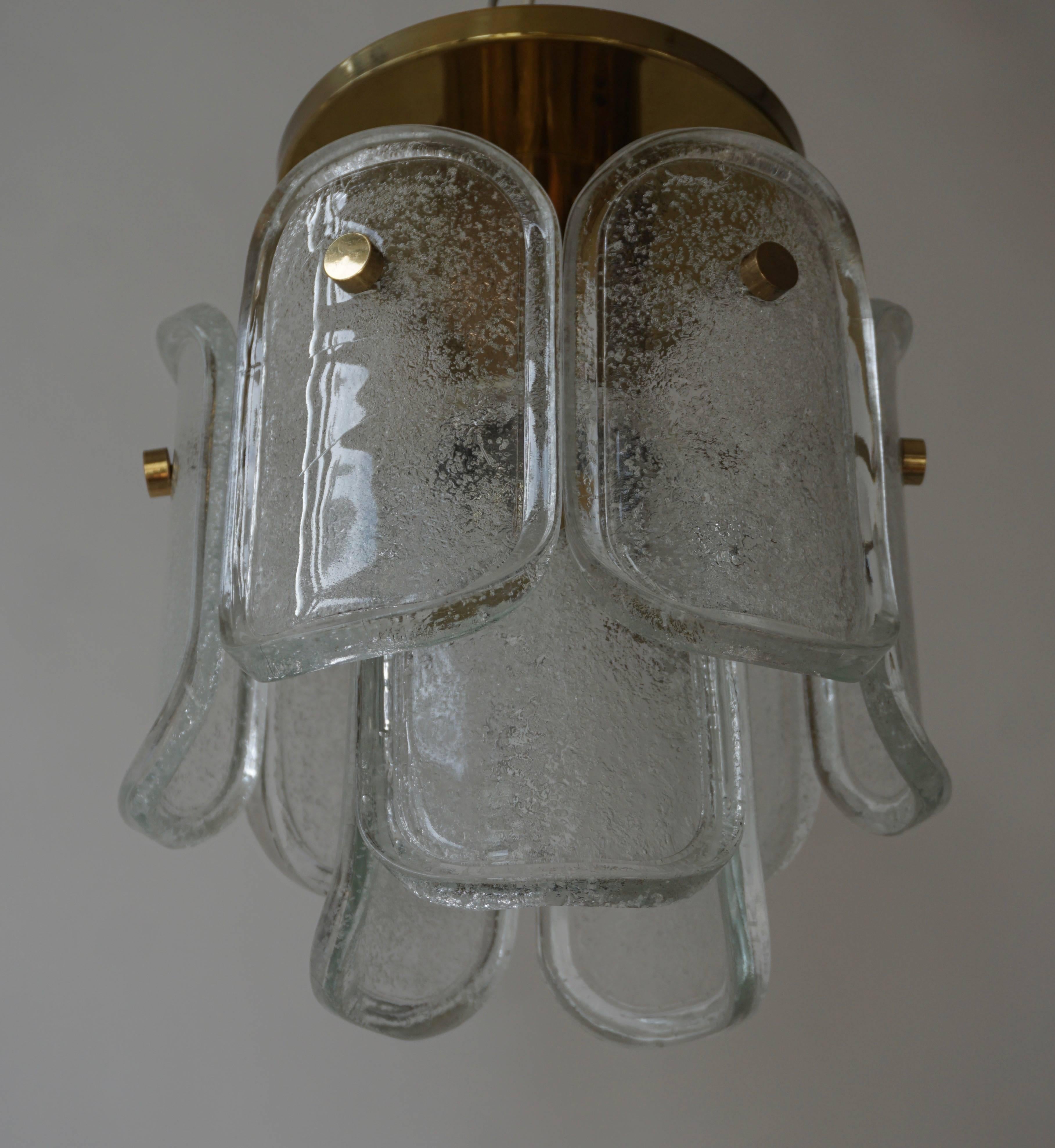 Crystal Kalmar Flush Mount or Pendant Lights 'Palazzo', Gilt Brass and Glass, 1970 For Sale