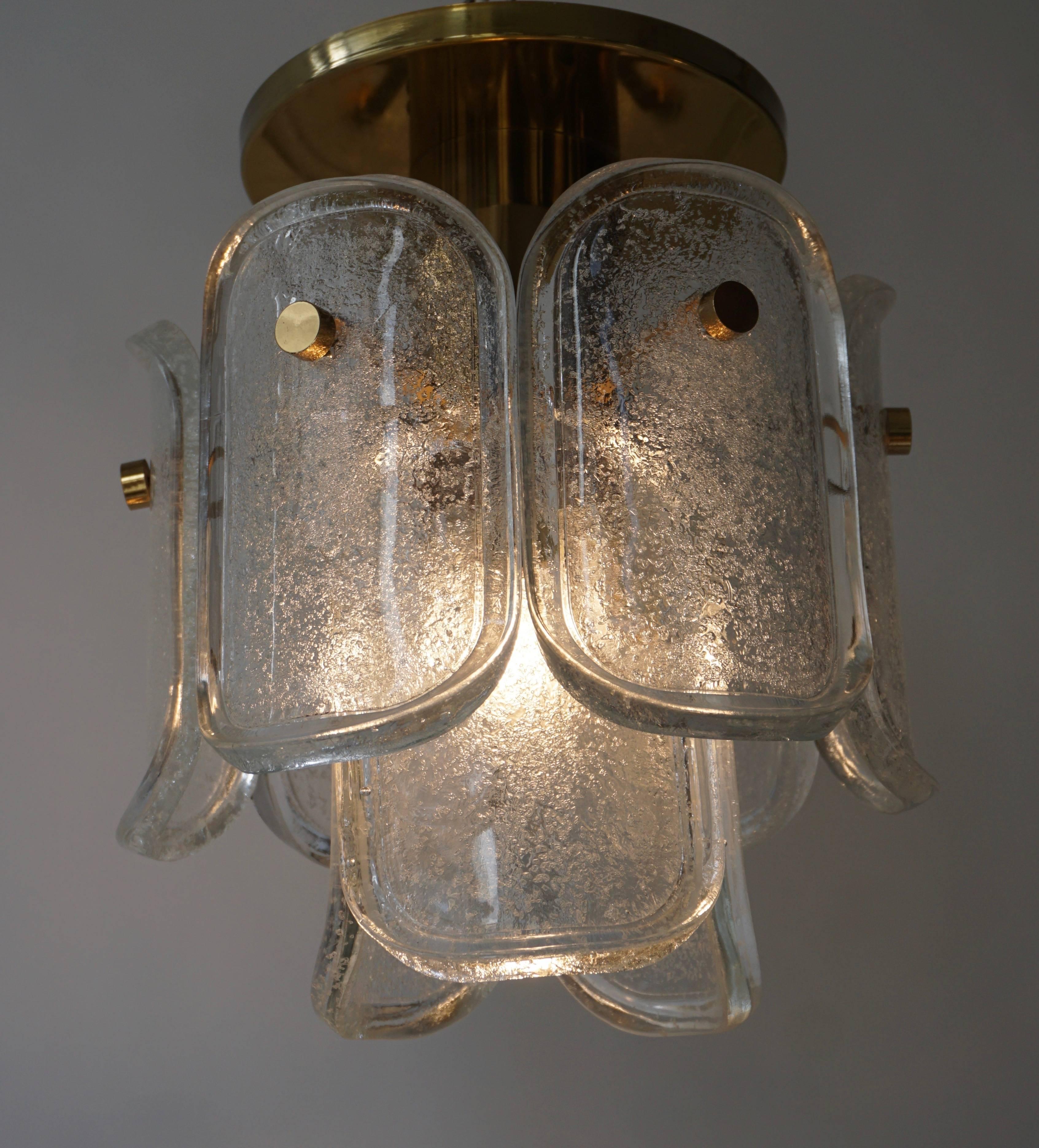 Kalmar Flush Mount or Pendant Lights 'Palazzo', Gilt Brass and Glass, 1970 In Excellent Condition For Sale In Antwerp, BE
