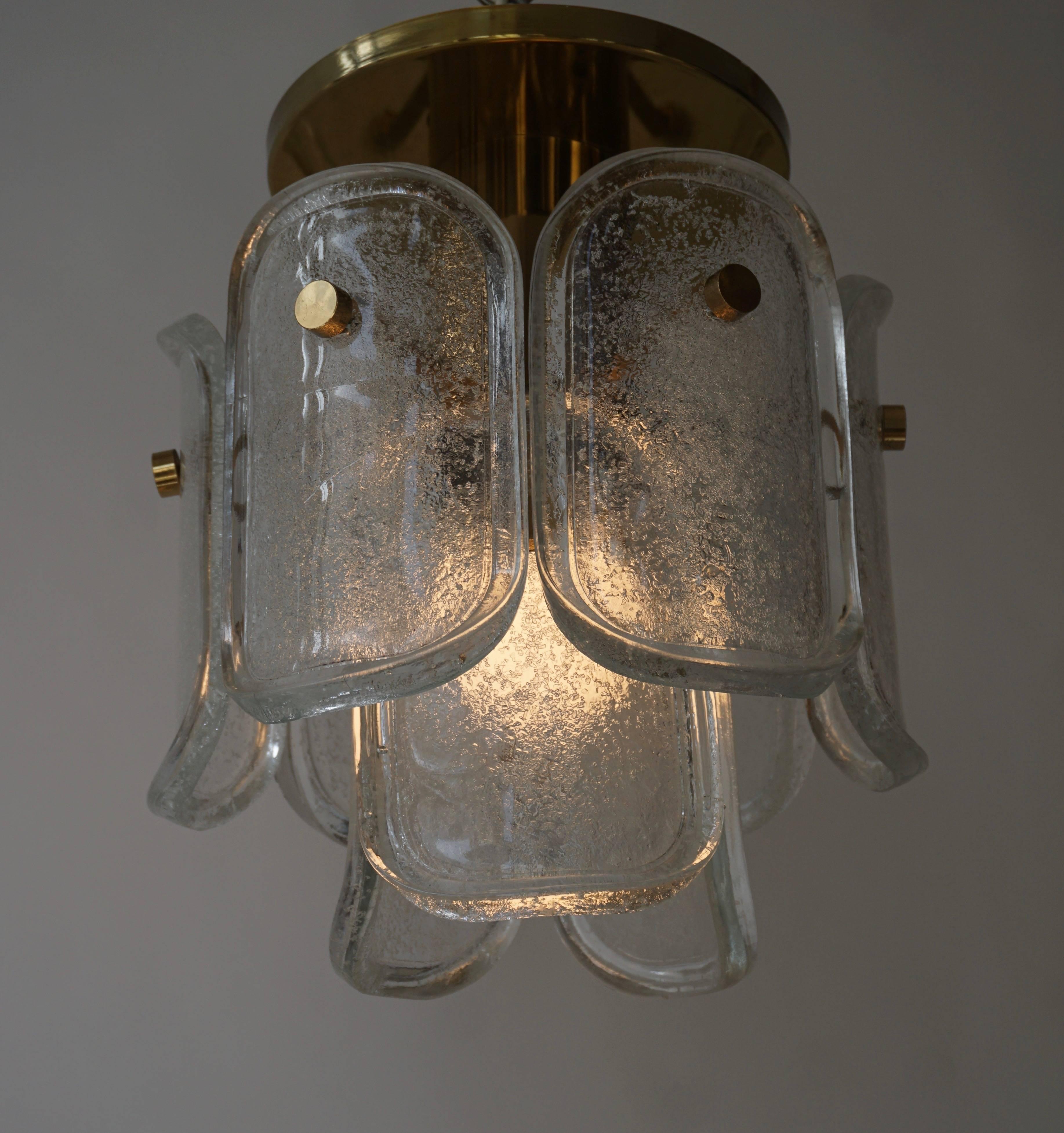20th Century Kalmar Flush Mount or Pendant Lights 'Palazzo', Gilt Brass and Glass, 1970 For Sale