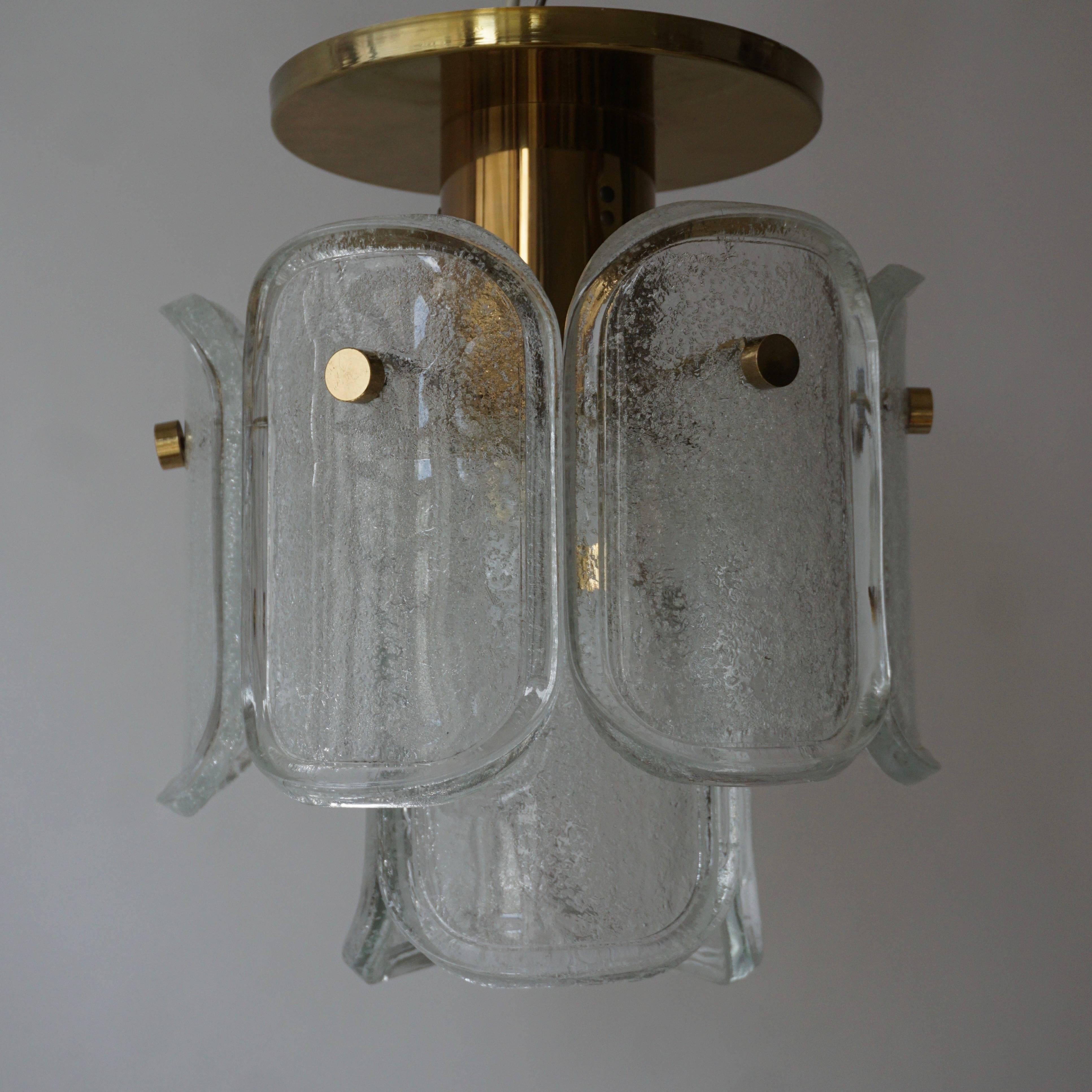 Kalmar Flush Mount or Pendant Lights 'Palazzo', Gilt Brass and Glass, 1970 For Sale 1