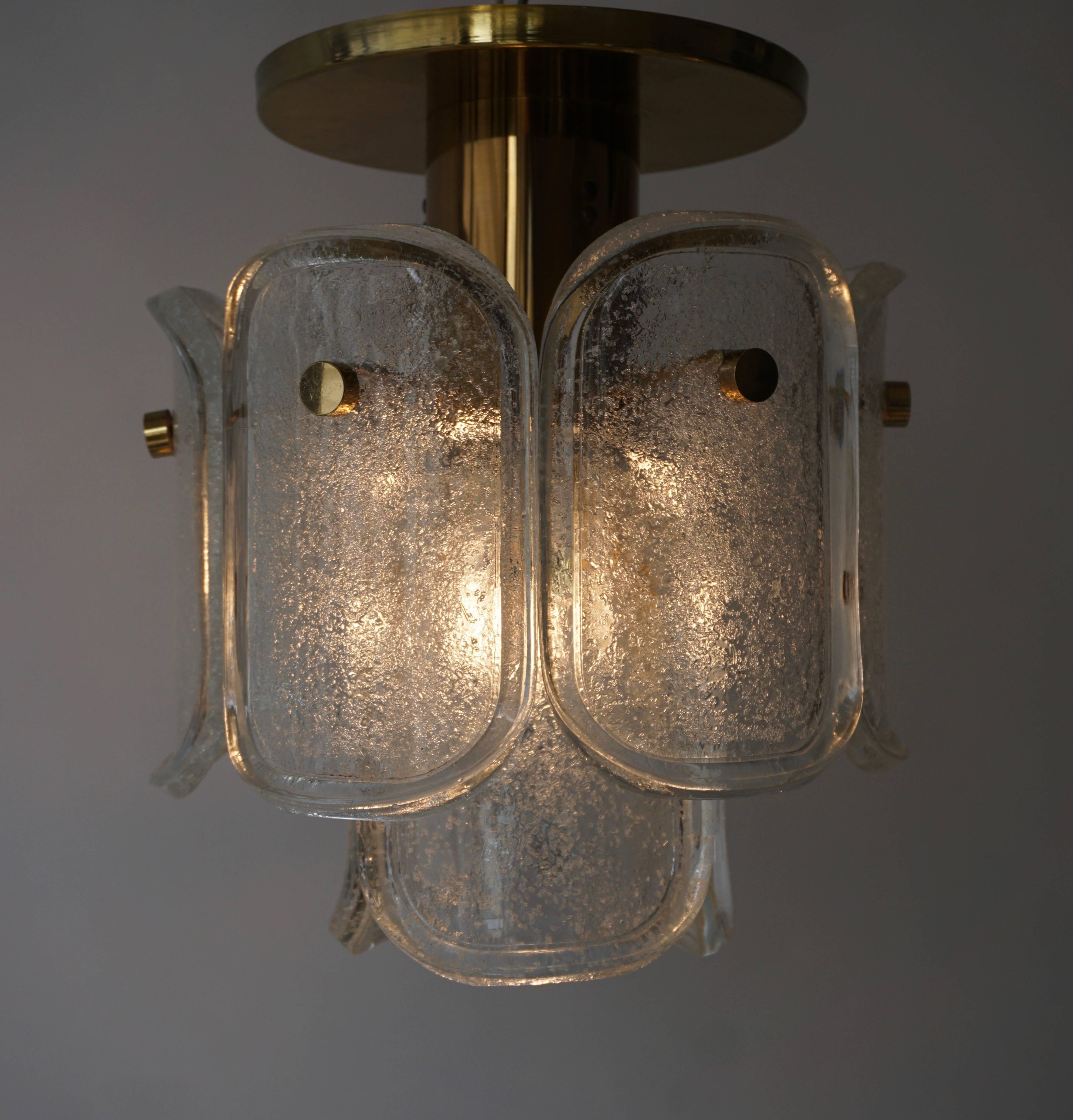 Austrian Kalmar Flush Mount or Pendant Lights 'Palazzo', Gilt Brass and Glass, 1970 For Sale