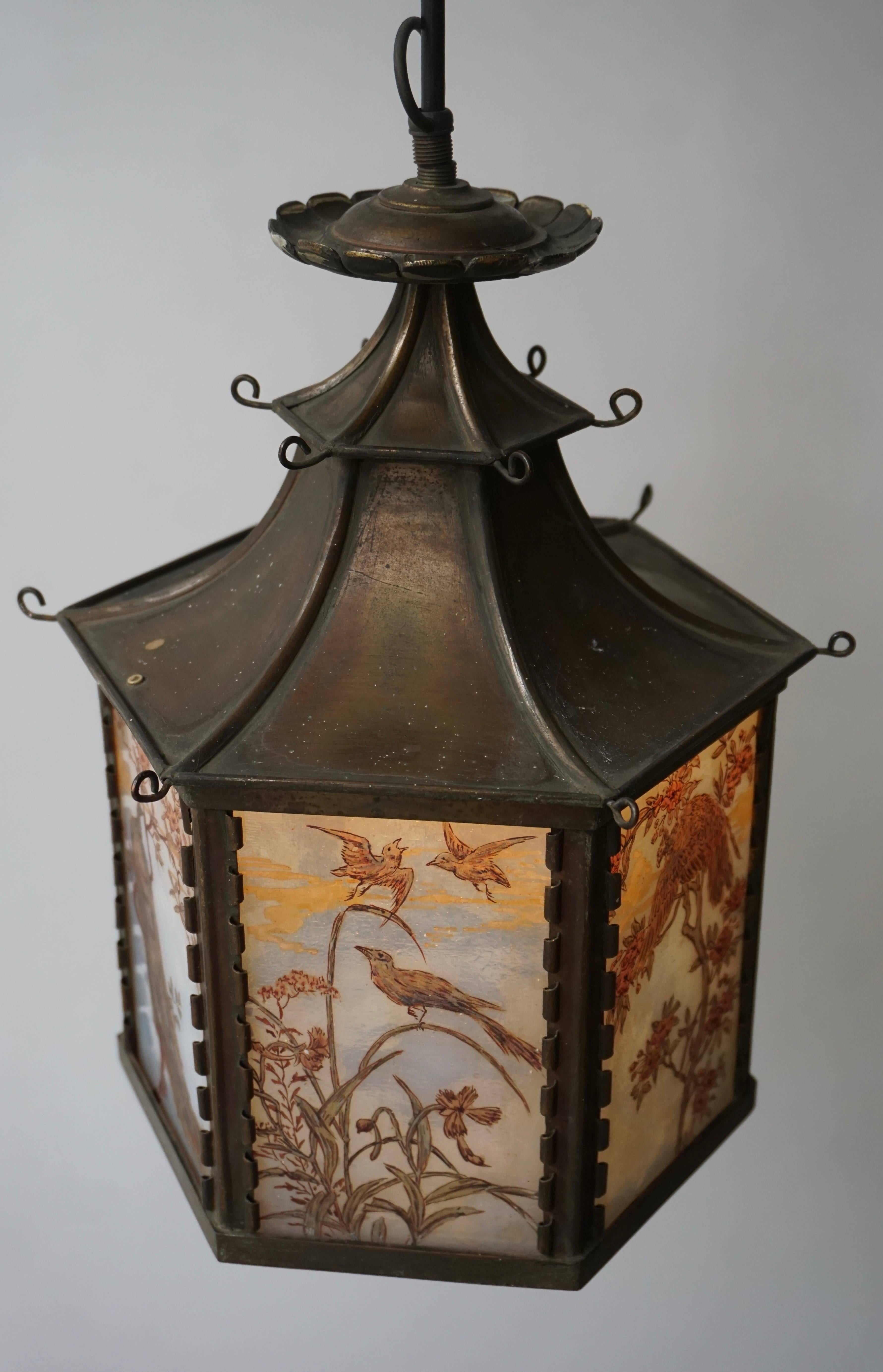 Paint Decorated and Stained Glass Lantern 3