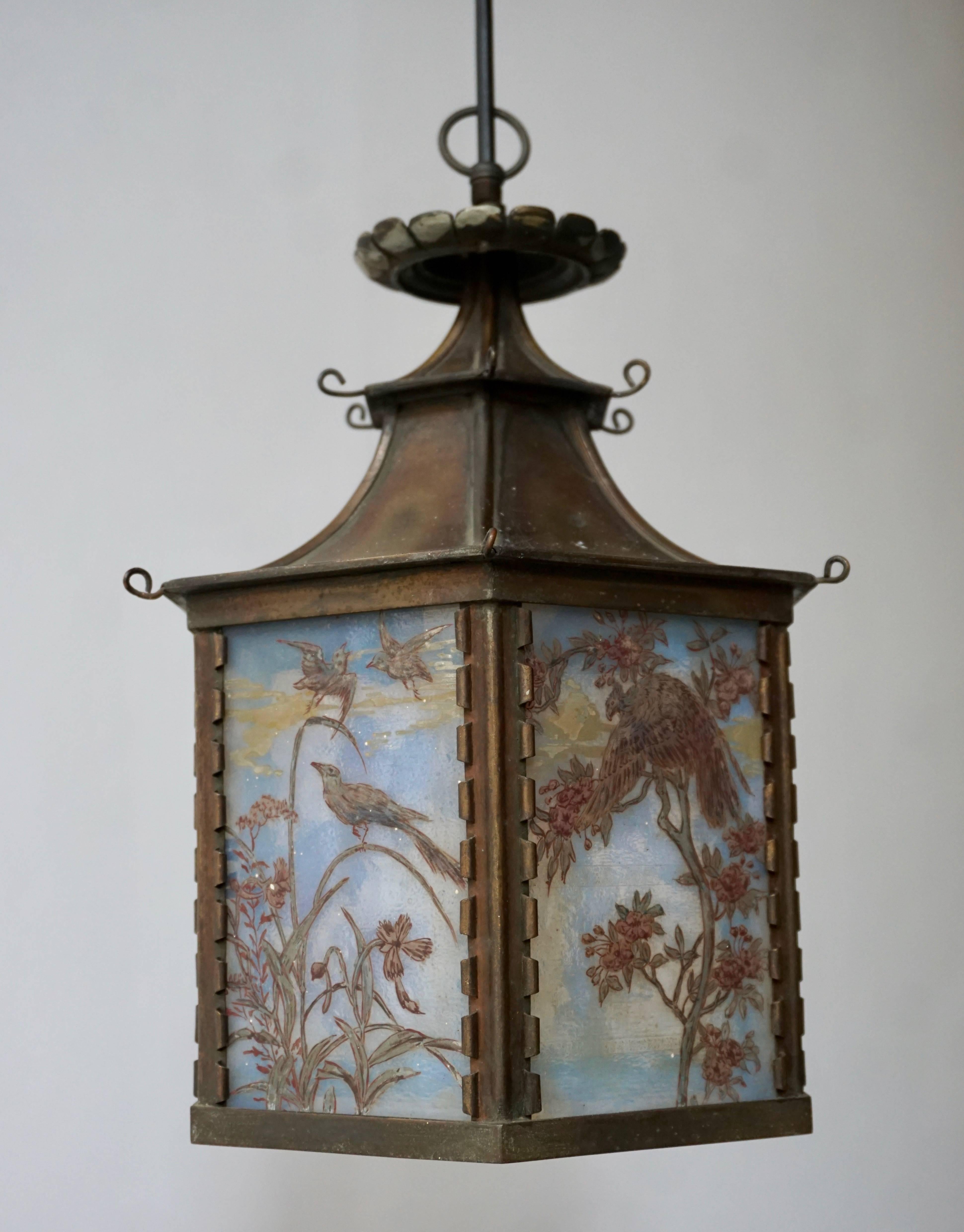 Paint Decorated and Stained Glass Lantern 1