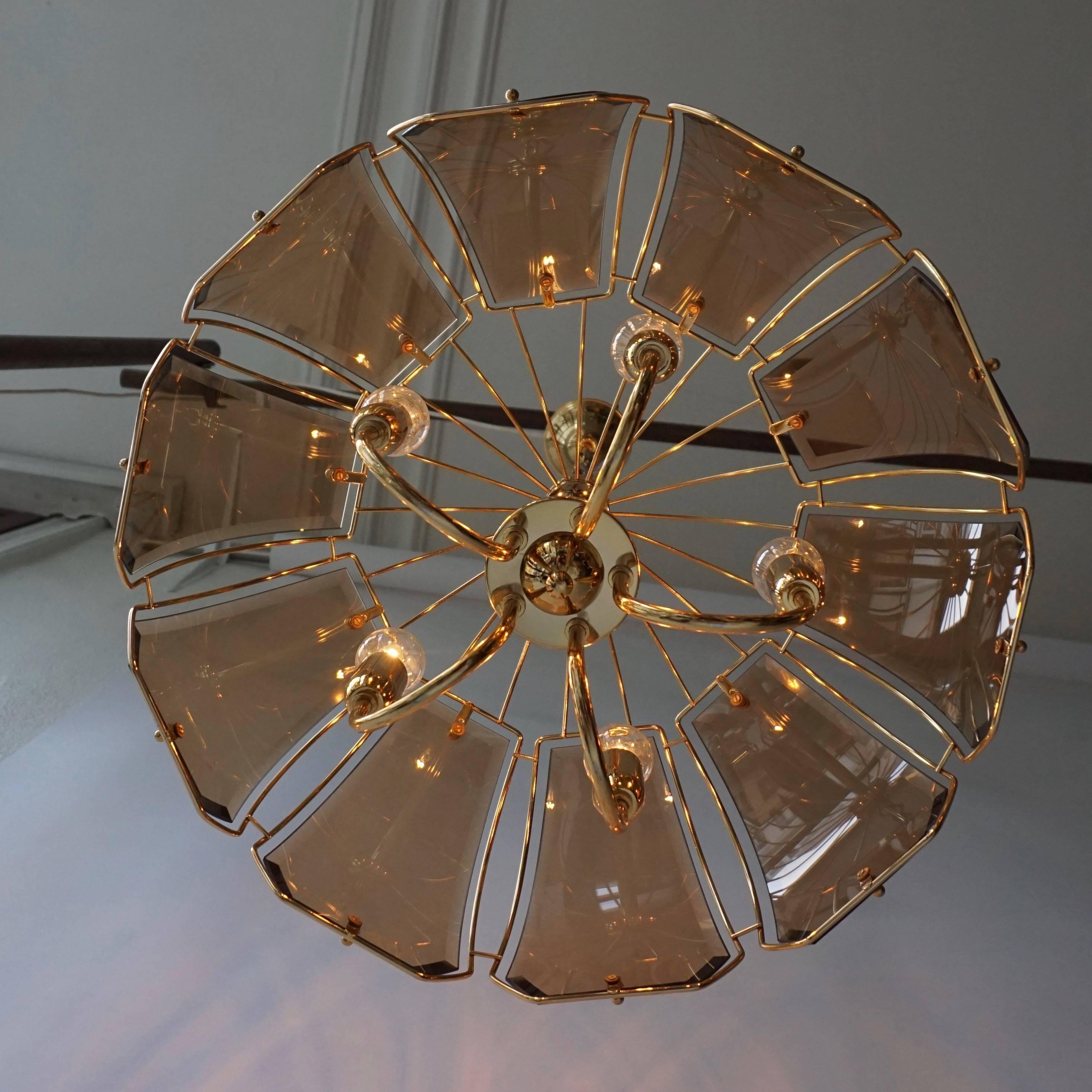 Italian Glass and Brass Chandelier 2