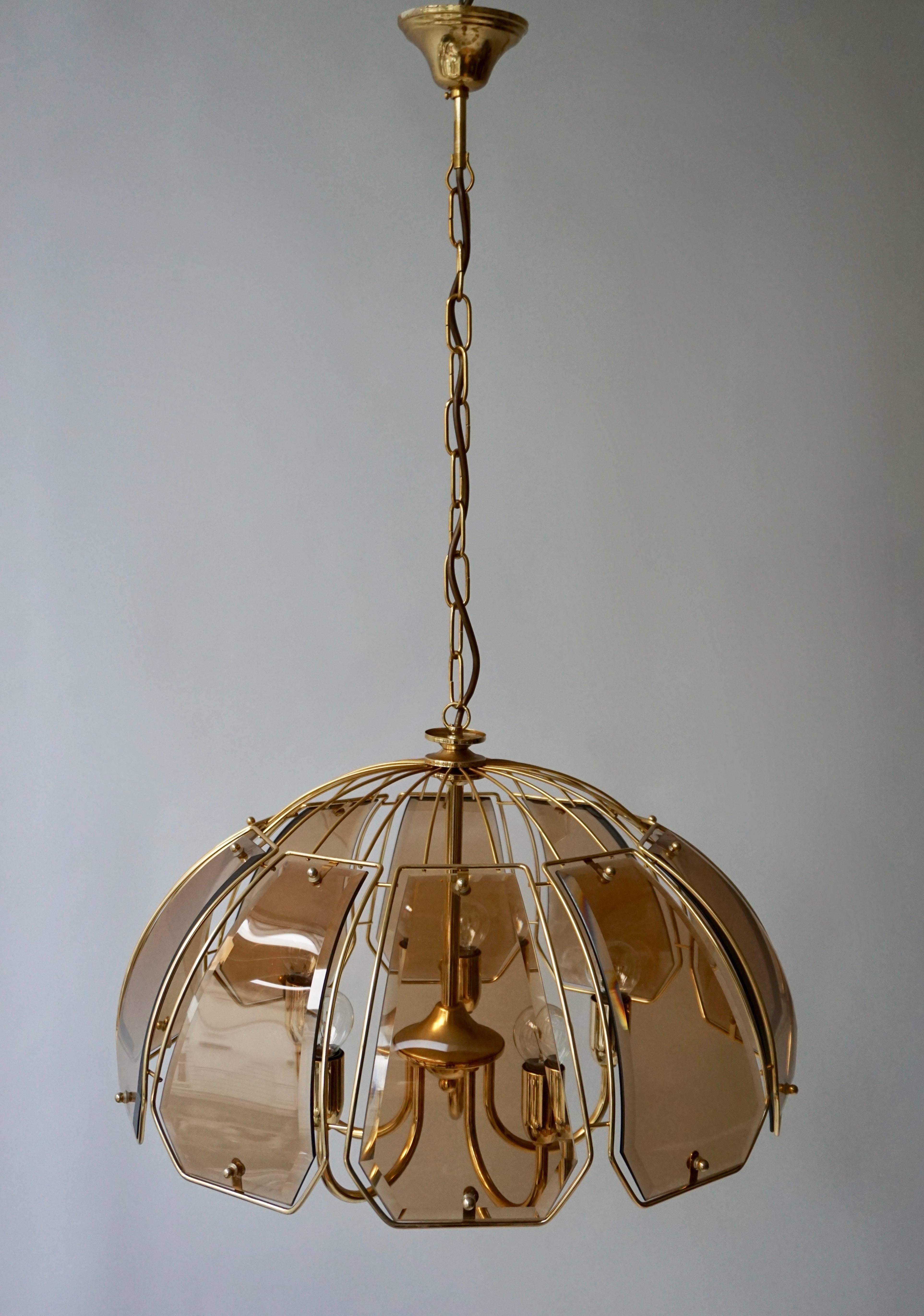 Italian Glass and Brass Chandelier 3