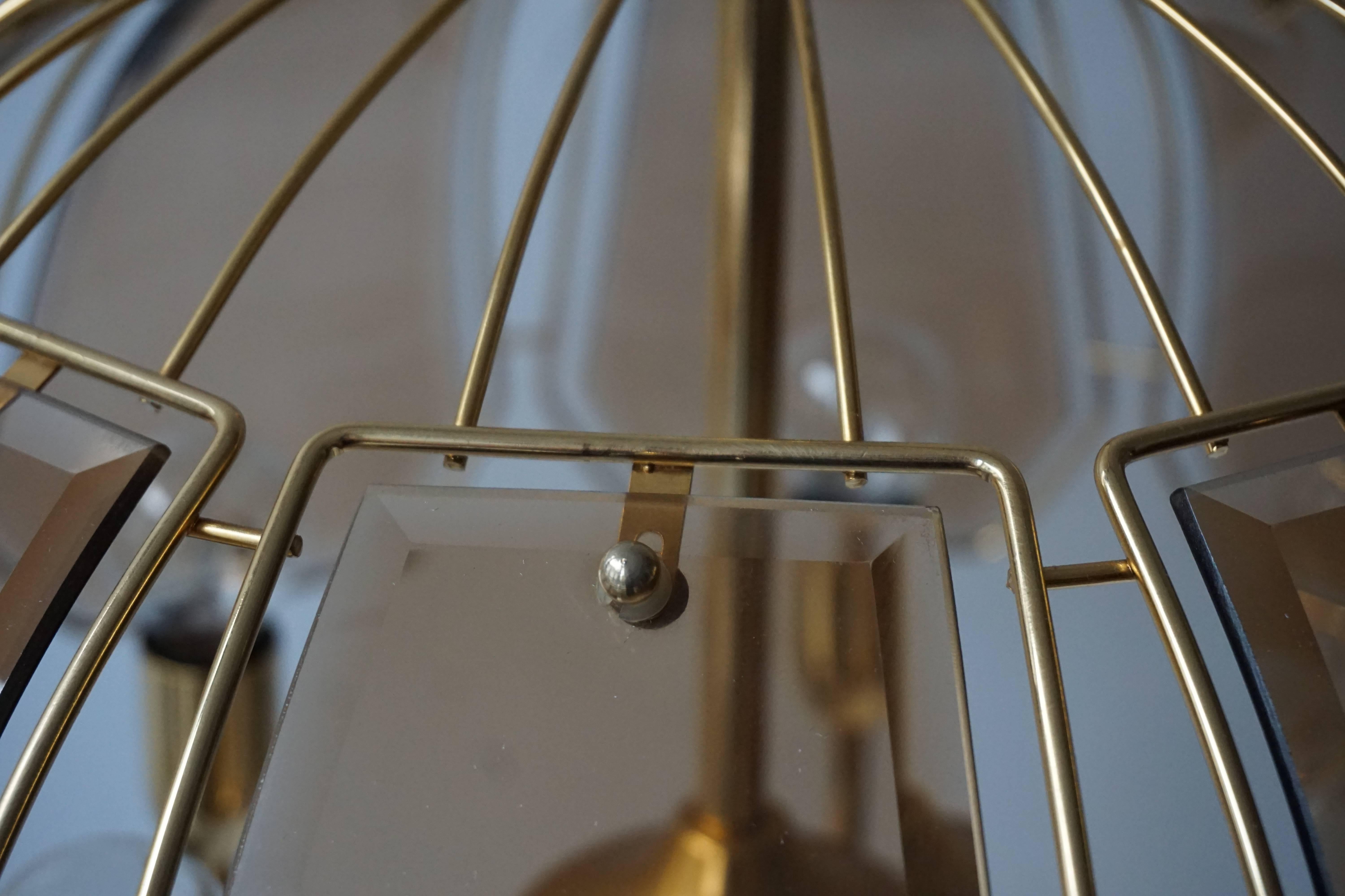 Italian Glass and Brass Chandelier 5