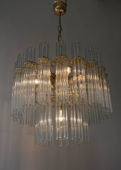 Italian Murano Glass and Brass Chandelier