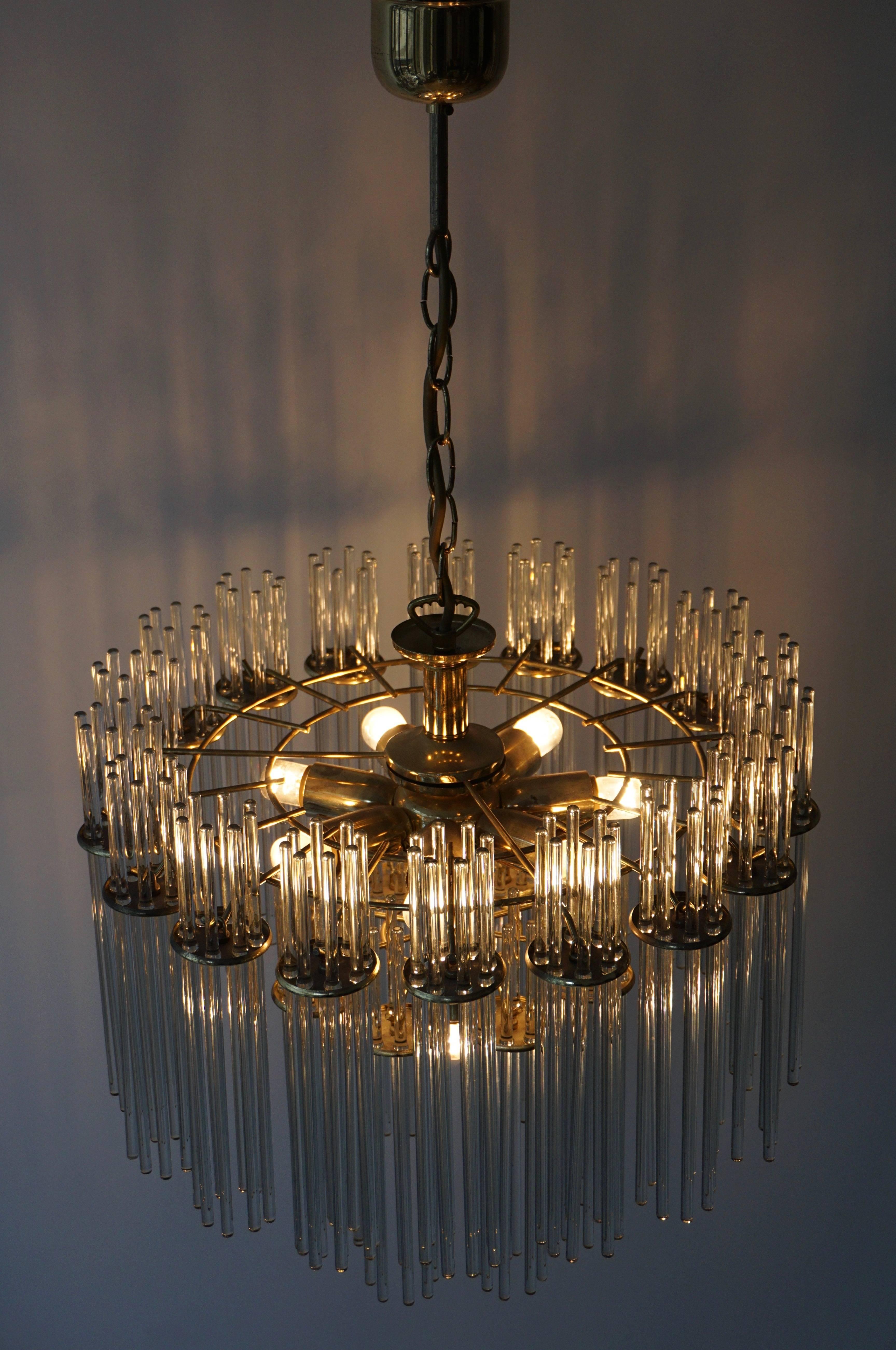 Italian Murano Glass and Brass Chandelier For Sale 1