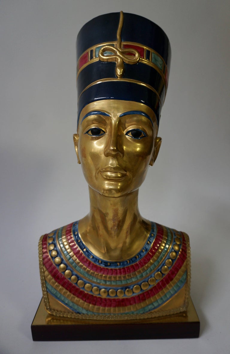 Egyptian Pharoh Queen Busts, Table Lamps by Edoardo Tasca For Sale at