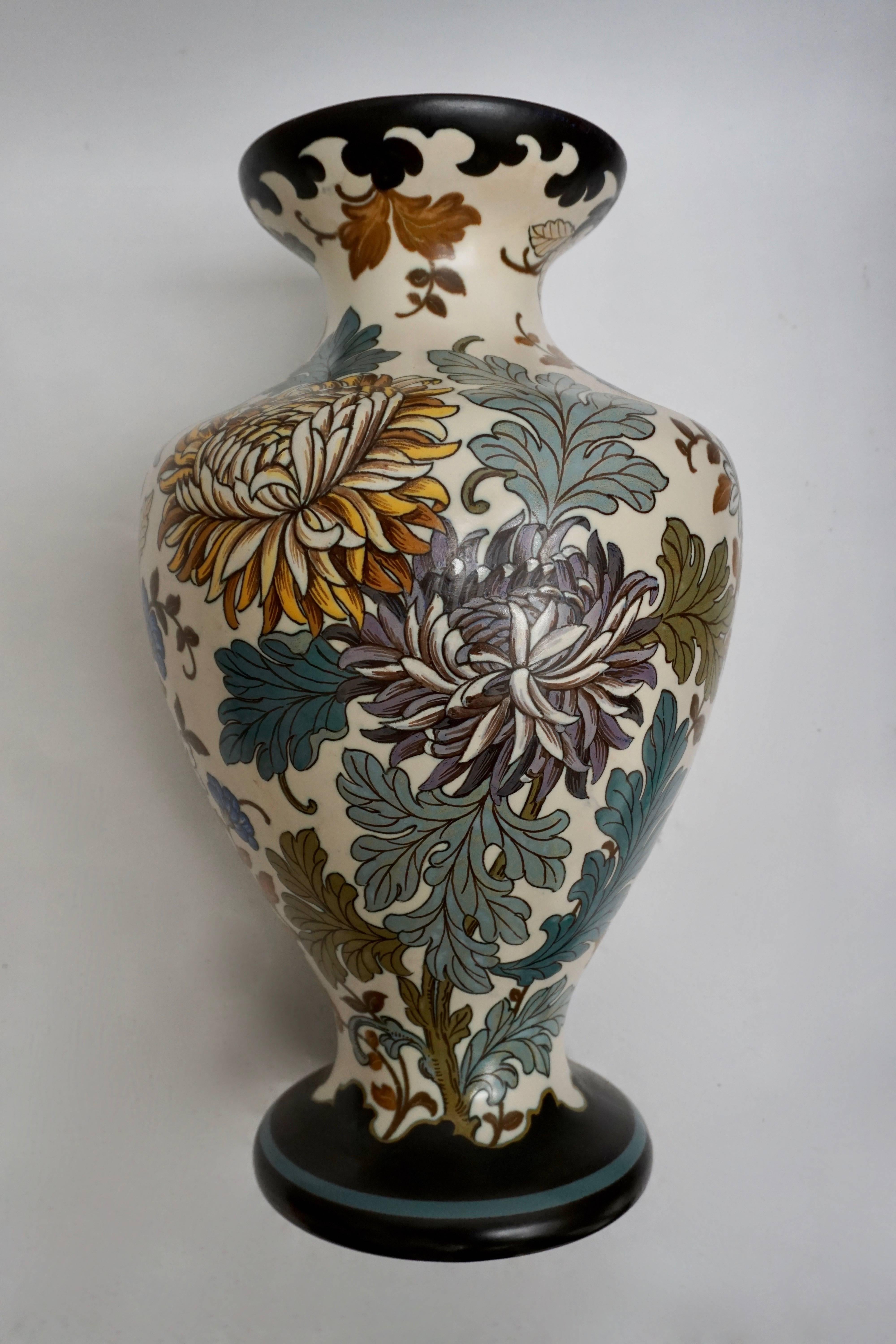 20th Century Gouda 1950s Hand-Painted Large Vase