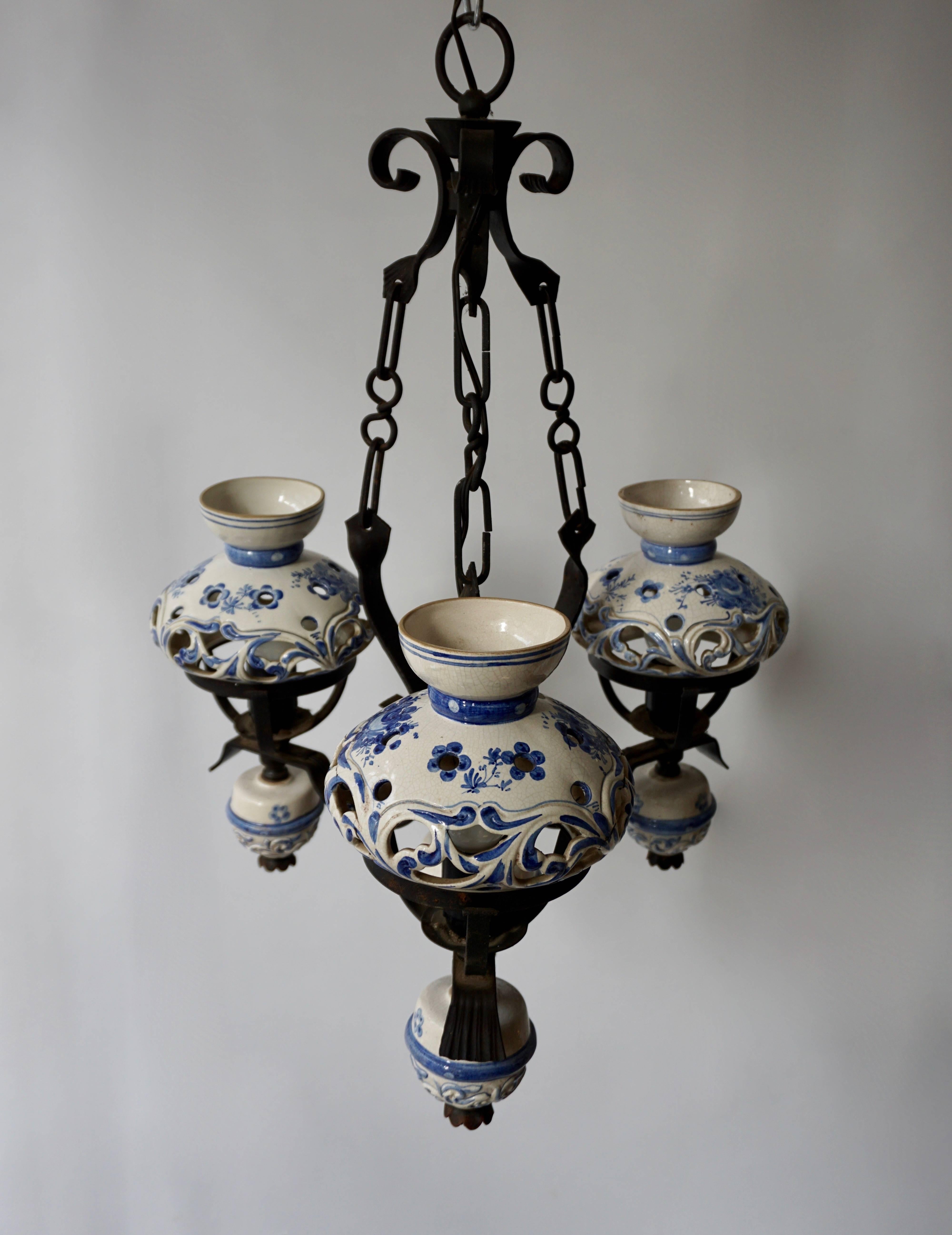 Ceramic Original Delft's Blue Chandelier
