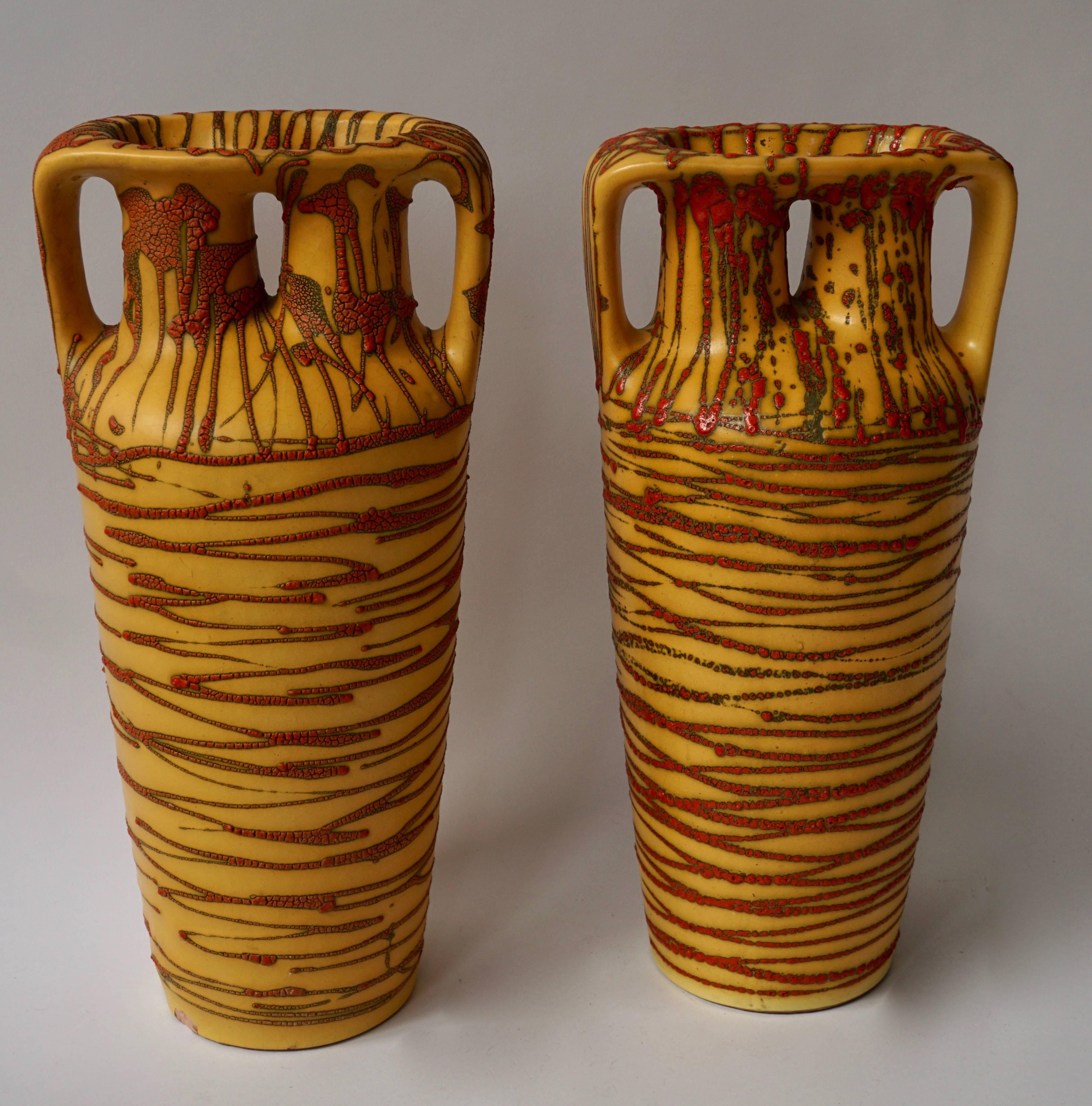 Hollywood Regency Pair of Ceramic Vases For Sale