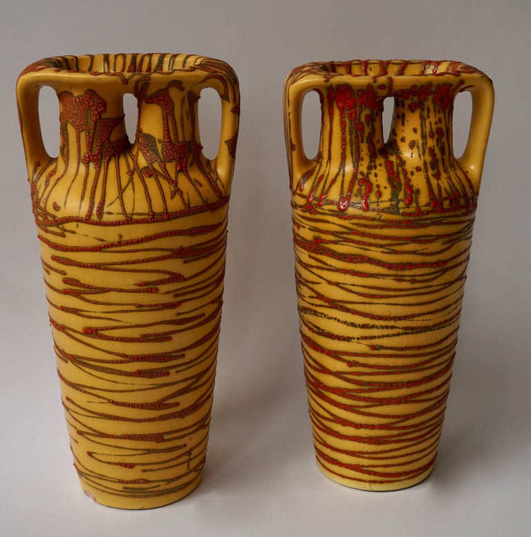 Mid-Century Modern Pair of Ceramic Vases For Sale